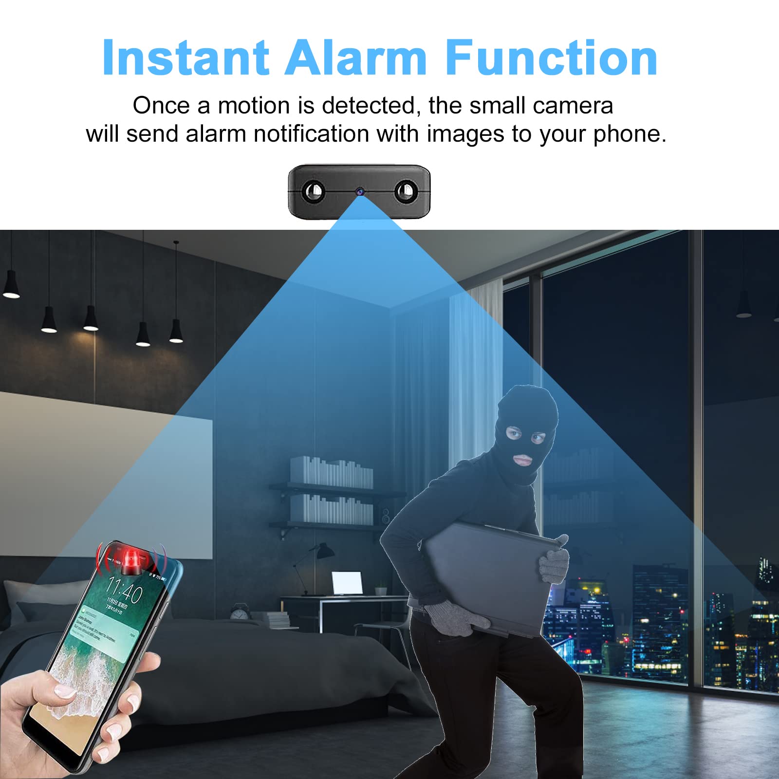 Mini Spy Camera HD 1080P - Hidden Wireless Nanny Cam with Night Vision & Motion Detection | Portable Indoor/Outdoor Surveillance Camera | WiFi Remote Viewing via Phone App | Perfect for Home Security, Baby Monitoring & Office Use