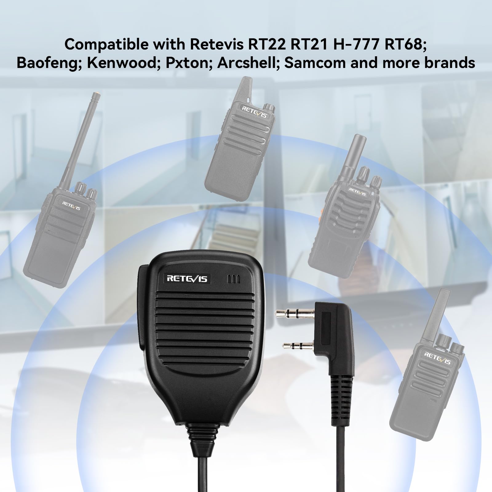 Retevis 2 Pin Shoulder Microphone Speaker - 5 Pack Walkie Talkie Mic Compatible with Retevis H-777 RT22 RT68 & Baofeng UV-5R BF-F8HP - Perfect for Security, Construction, and Outdoor Adventures