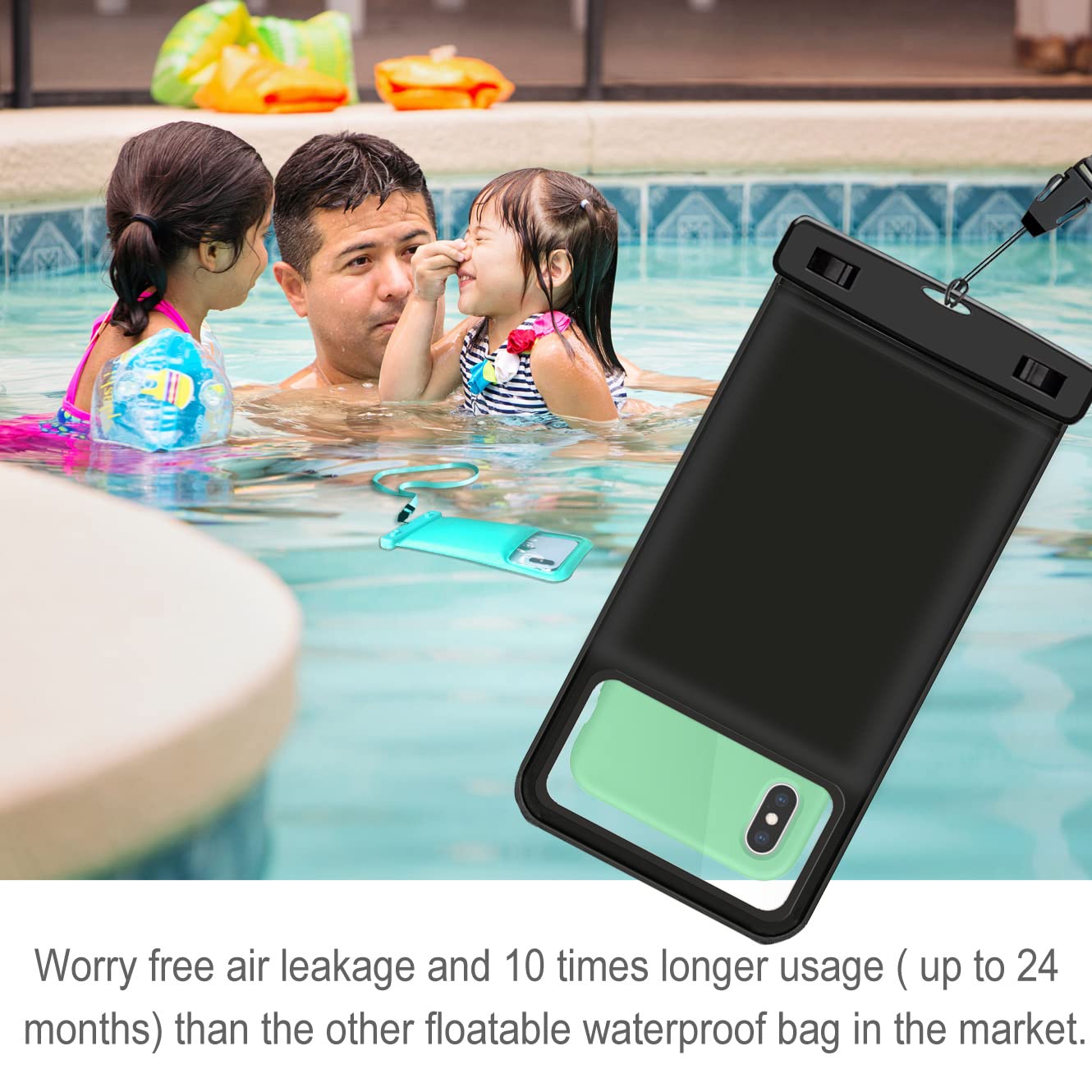Waterproof Phone Pouch 2 Pack - Universal Floating Dry Bag Case for iPhone 15 14 13 12 Pro Max XR XS 8 7 6 Plus SE & Samsung Galaxy S24 S22 S21 S9 A J Note (Up to 7