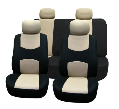 Premium Beige Universal Car Seat Covers - Full Set Breathable Fabric for Cars, SUVs, Trucks & Vans | FH Group FB050BEIGE114 | Perfect for Daily Commute, Road Trips & Family Travel