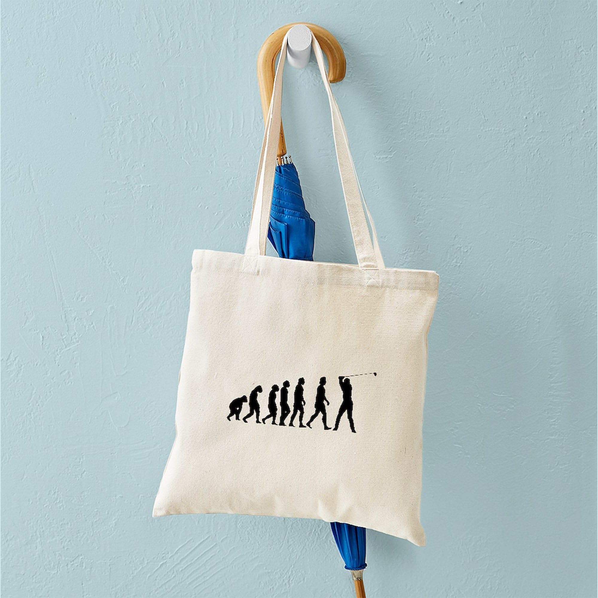 The Evolution Of Golf Tote Bag - Natural Canvas Reusable Shopping Bag for Golf Enthusiasts - Perfect for Golf Outings, Grocery Shopping & Beach Trips