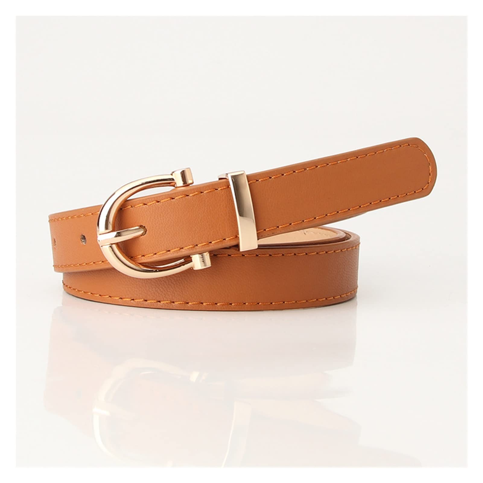 Women's Genuine Leather Dress Belt - Adjustable Waist Strap for Jeans, Pants & Skirts (105CM, Camel) | Stylish & Versatile Accessory for Casual & Formal Outfits
