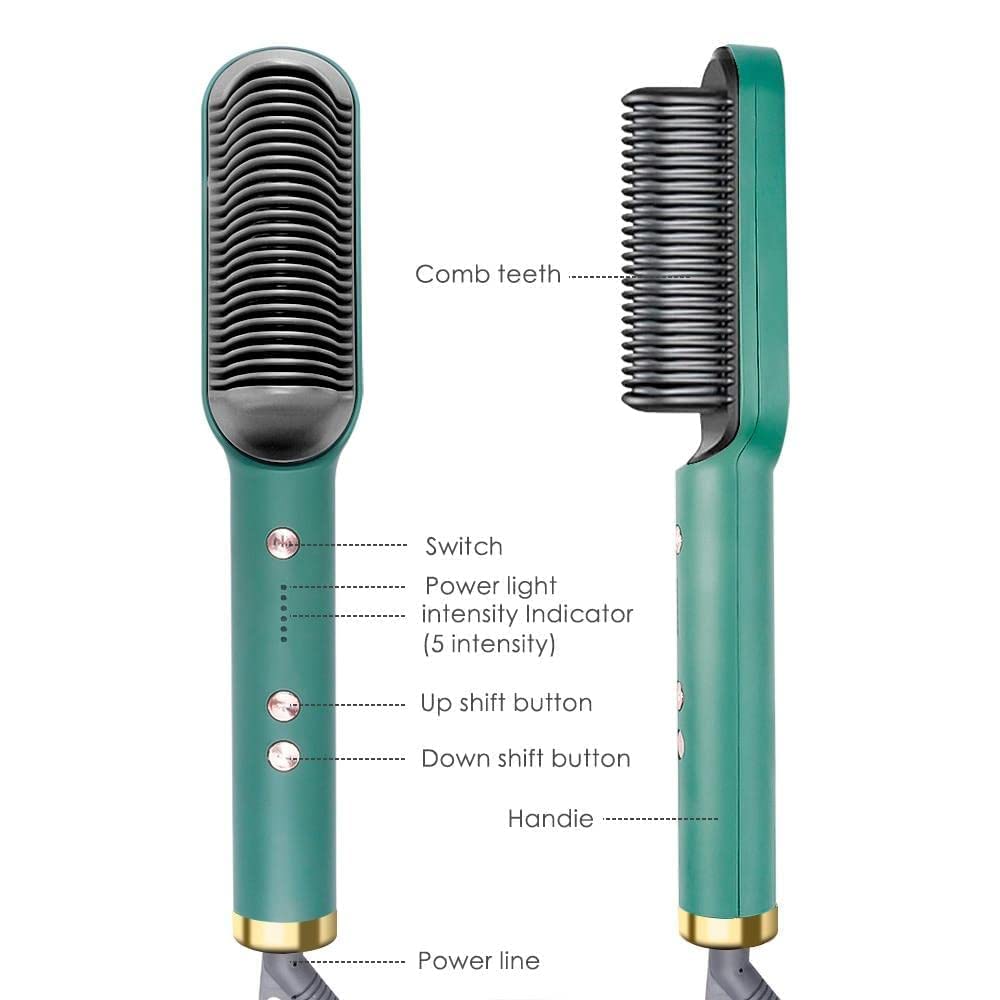 JGJ Professional Hair Straightening Brush for Women - 3-in-1 Styling Tool with Adjustable Temperature (Multiple Colors) | Perfect for Home Use, Travel & Salon-Quality Styling