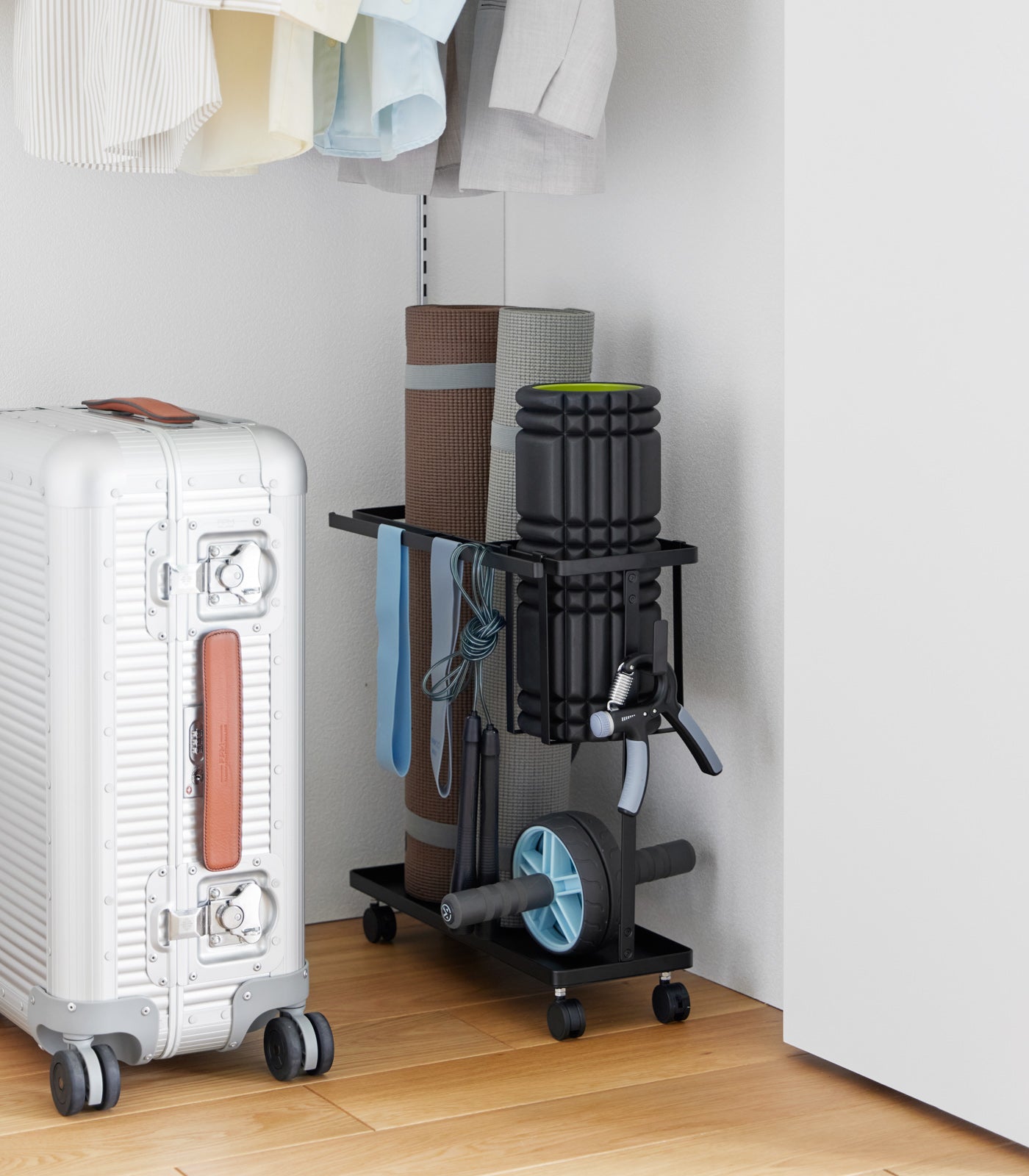 Premium Steel Fitness Equipment Storage Cart - Heavy Duty Organizer for Dumbbells, Yoga Mats & Gym Gear - Perfect for Home Gym & Workout Room Organization