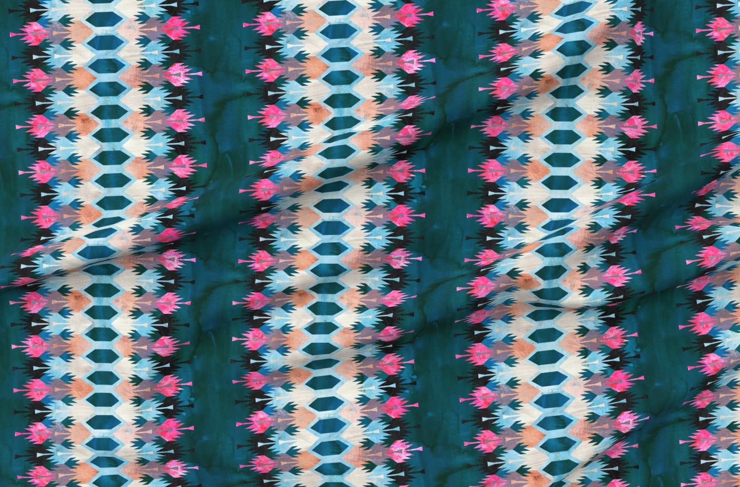 Stripe Boho Kilim Geometric Southwestern Bohemian Style Printed Upholstery Velvet Fabric by The Yard - Home Decor, Apparel & DIY Projects for Sofas, Curtains, Pillows & Clothing