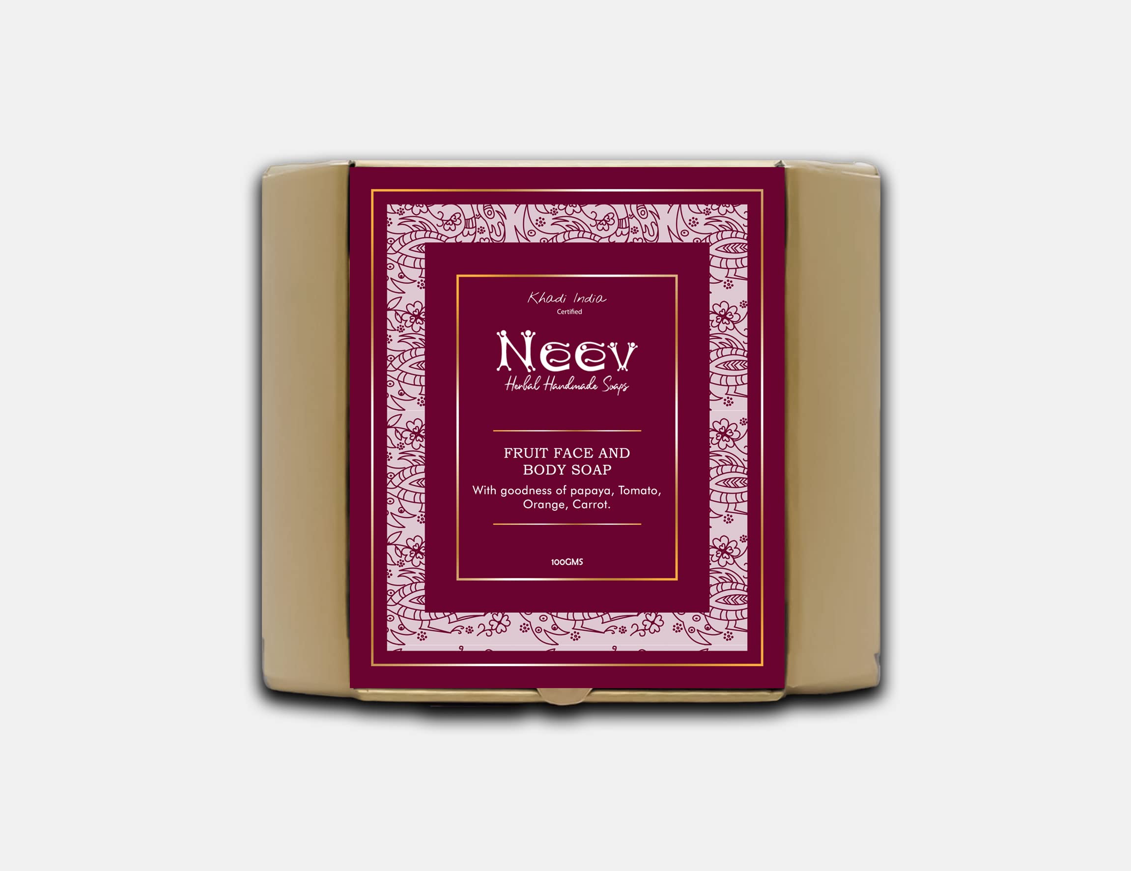 Neev Fruit Face and Body Soap 100g - Natural Cleansing Bar for Glowing Skin - Perfect for Daily Use at Home, Gym, or Travel