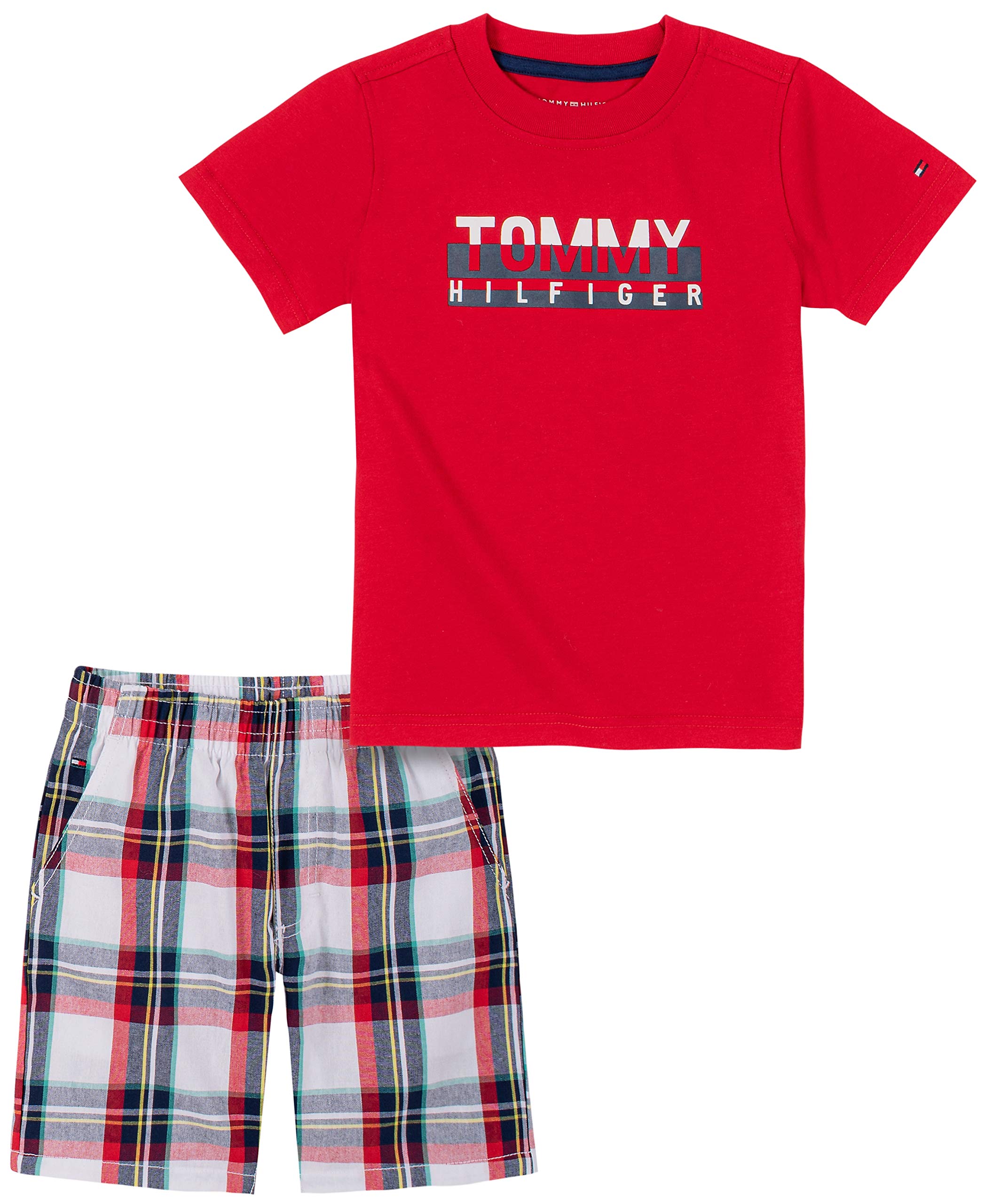 Tommy Hilfiger Boys' 2-Piece Short Set - Soft & Comfortable Short Sleeve Top & Shorts for Summer Play, Beach & Casual Outings