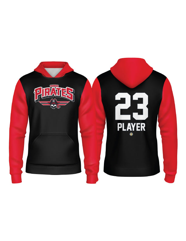 Parrish Pirates Black and Red Full Dye Hoodie - Stylish Unisex Pullover for Casual Wear, Street Fashion & Fan Merchandise