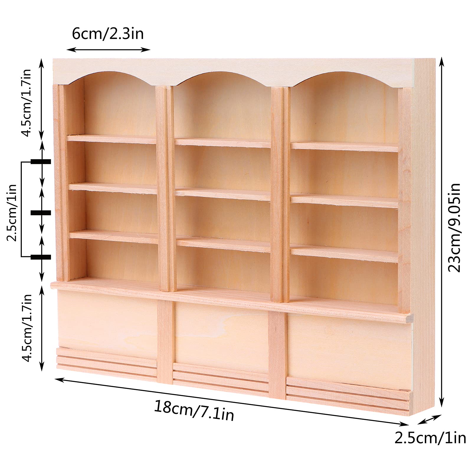1:12 Scale Dollhouse Mini Bookcase Display Shelf - Wooden Bookshelf Locker for Doll House Decor & Furniture Accessories - Perfect for Dollhouse Bedroom, Living Room & Study Room Displays