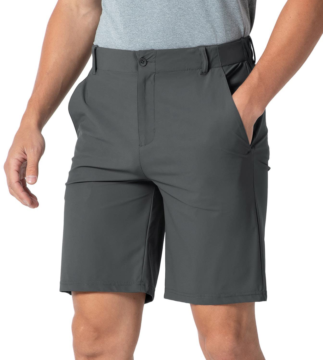 Rdruko Men's Stretch Quick Dry Golf Shorts - 9 Inch Work & Casual Shorts with 5 Pockets - Perfect for Golfing, Office & Outdoor Activities