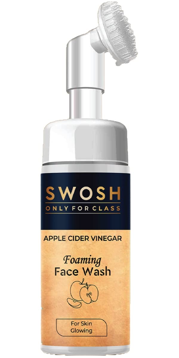 SWOSH ACV Foaming Face Wash with Apple Cider Vinegar - Gentle Exfoliating & Deep Cleansing (100ml) for Acne-Prone, Oily Skin - Enriched with Aloe Vera, Amla & Lemon Extract - Perfect for Daily Skincare Routine for Men & Women