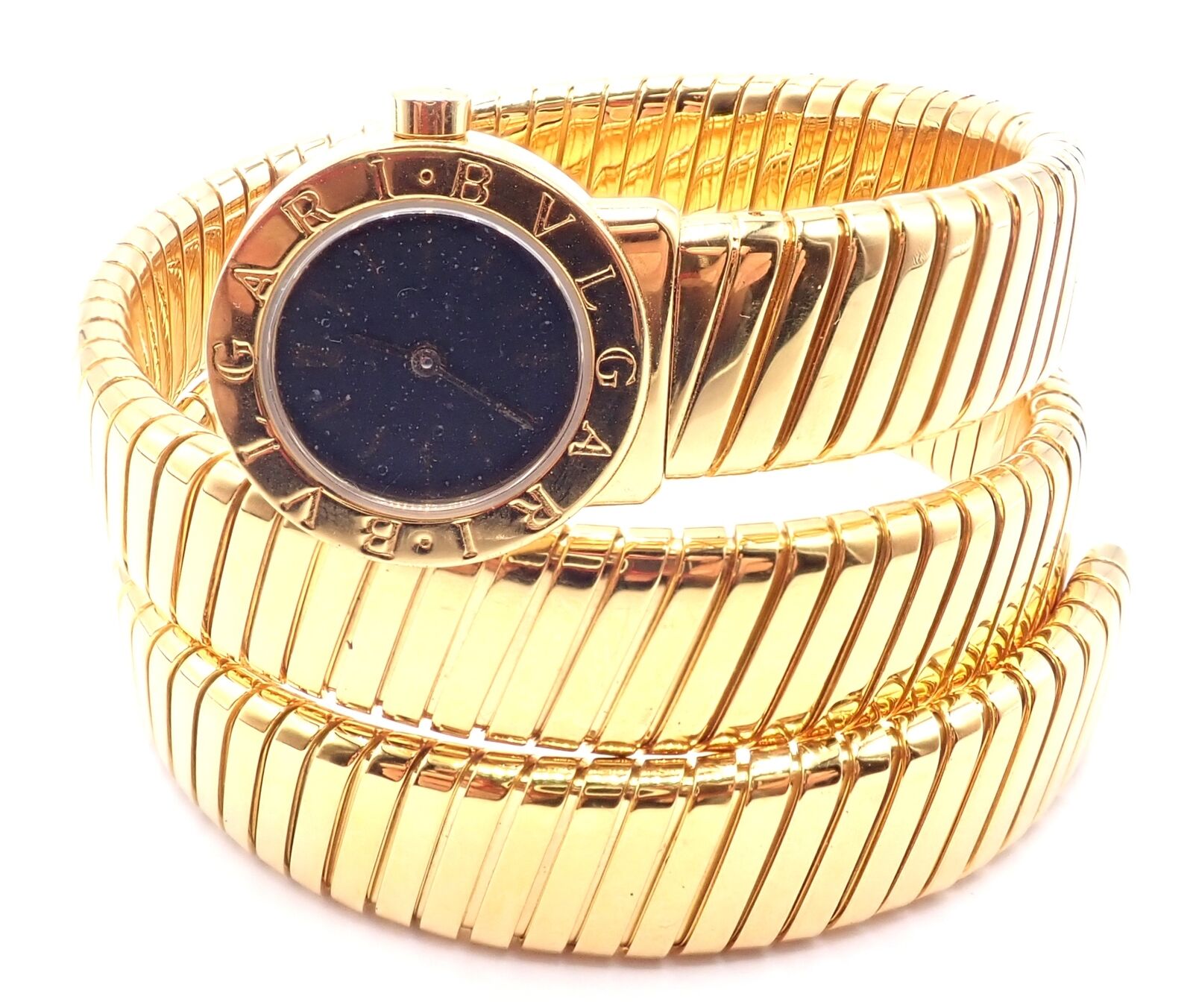 Authentic Bulgari 18k Yellow Gold Tubogas Serpent Bracelet Watch - Luxury Italian Jewelry for Women, Perfect for Gifts & Special Occasions