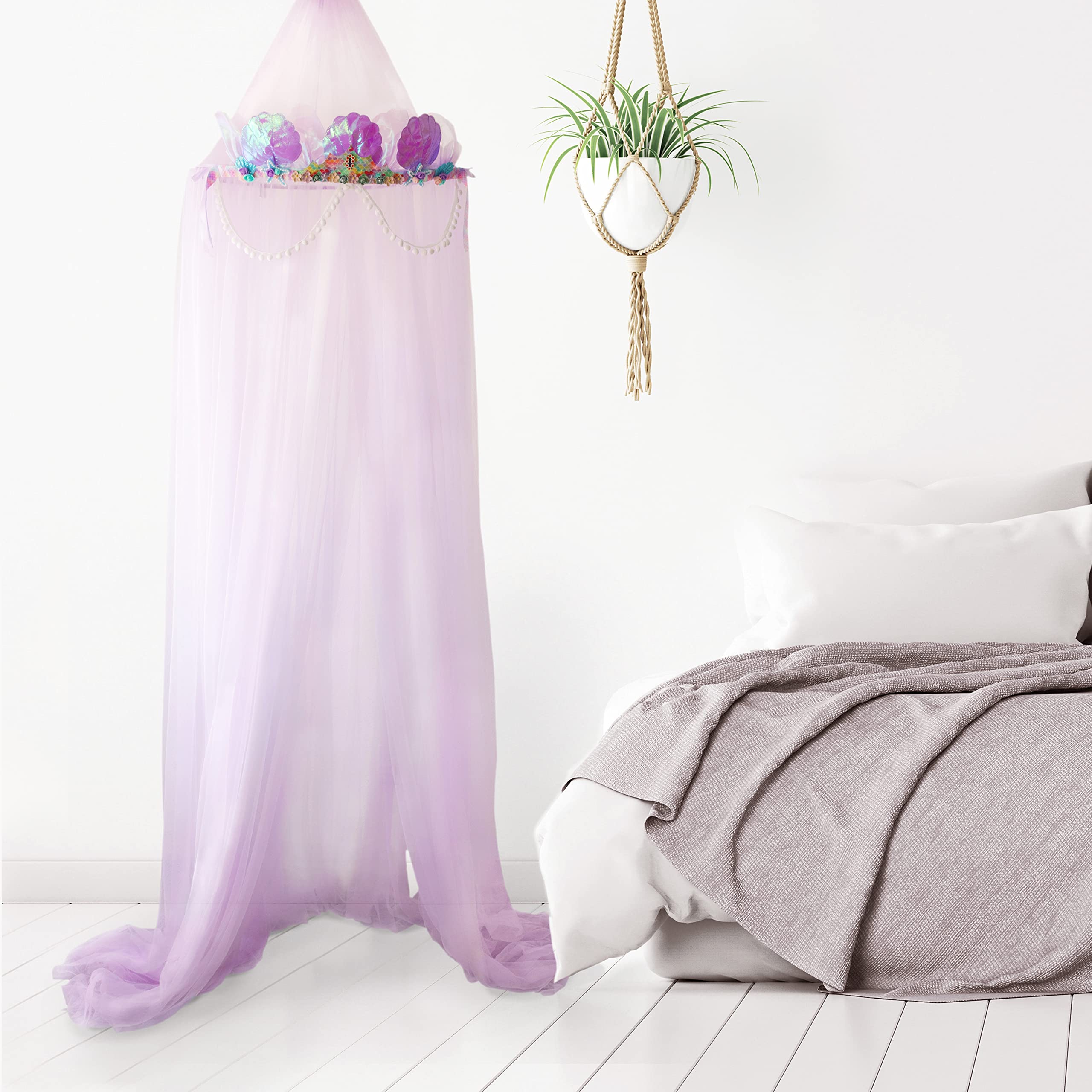 Mermaid Princess Bed Canopy for Girls - Extra Large 2-Layer Soft Breathable Fabric Bed Canopy - Elegant Mermaid Themed Room Decor - Perfect for Bedrooms, Reading Nooks & Play Areas