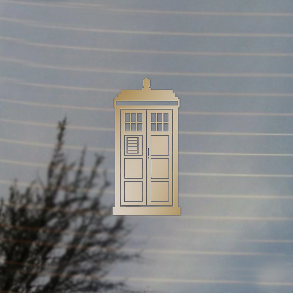 Tardis Doctor Who Vinyl Decal Sticker - Gold Cosplay Accessory for Laptops, Cars & Fan Gear | Perfect for Doctor Who Fans & Sci-Fi Enthusiasts