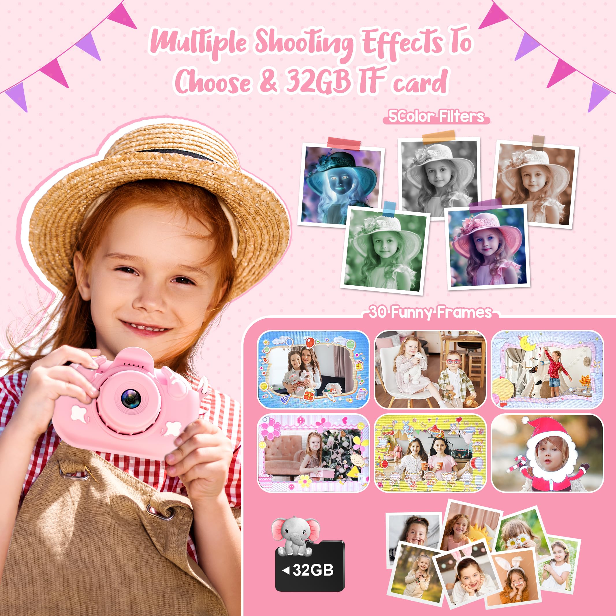 Best Kids Digital Camera Toy for Boys & Girls Ages 3-8 - 1080P HD Dual Lens Camera with 32GB SD Card | Perfect Christmas & Birthday Gift for Toddlers | Outdoor Adventures, Travel & Learning Photography