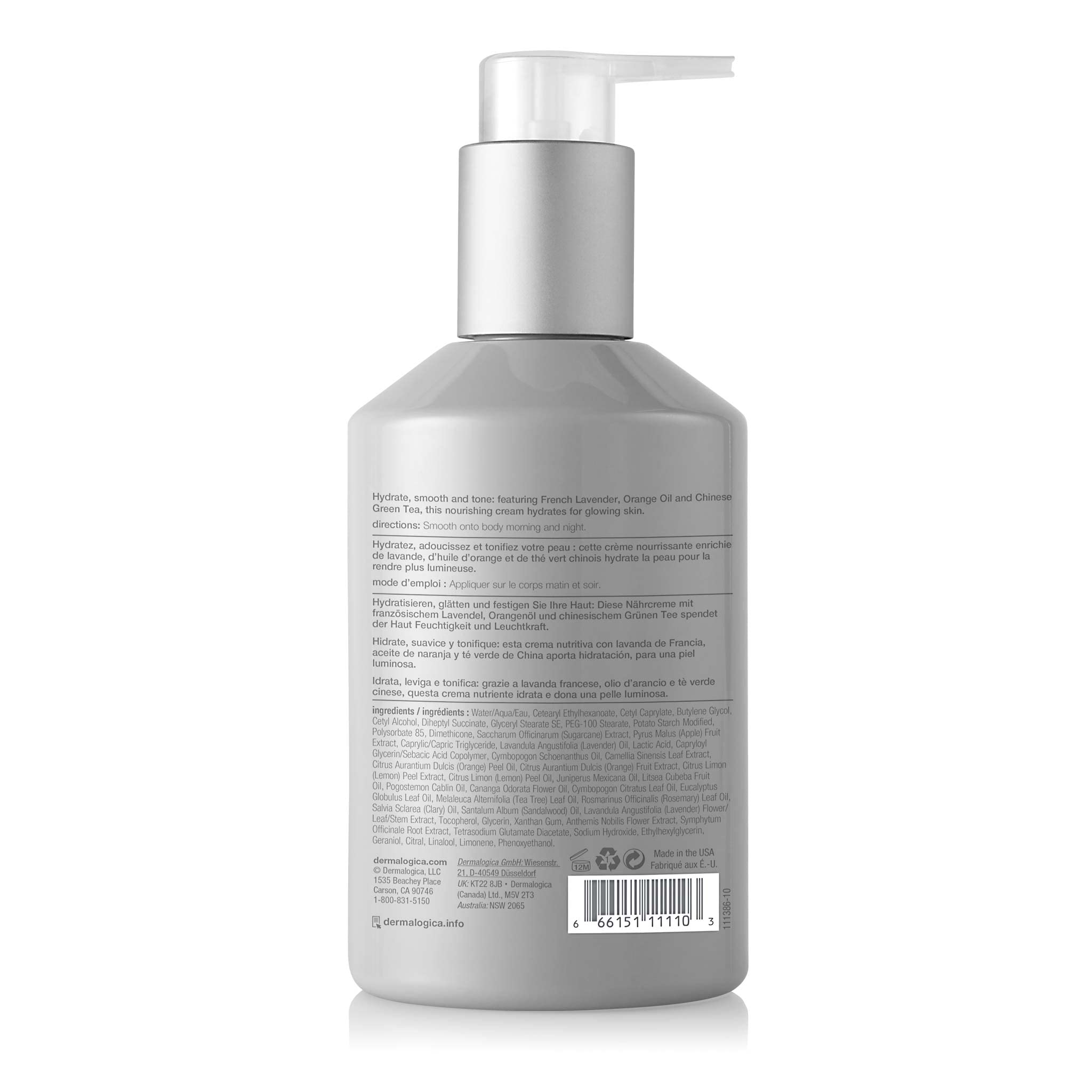 Dermalogica Hydrating Body Cream with Green Tea & Lemon Oil - Moisturizing Lotion for Dry Skin, 10 Fl Oz | Gentle Toning & Hydration for Daily Skincare Routine