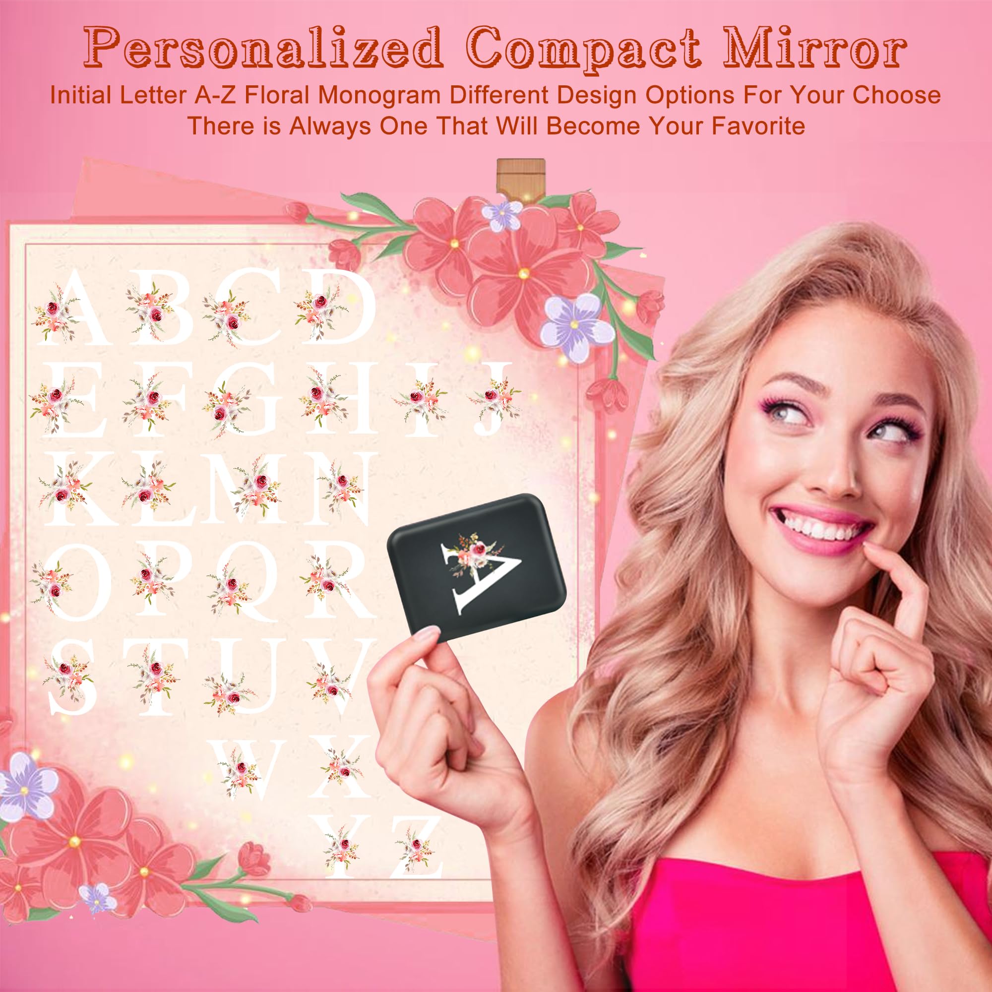 Personalized LED Compact Mirror with Light - 1X/3X Magnifying Travel Mirror for Makeup & Purse
