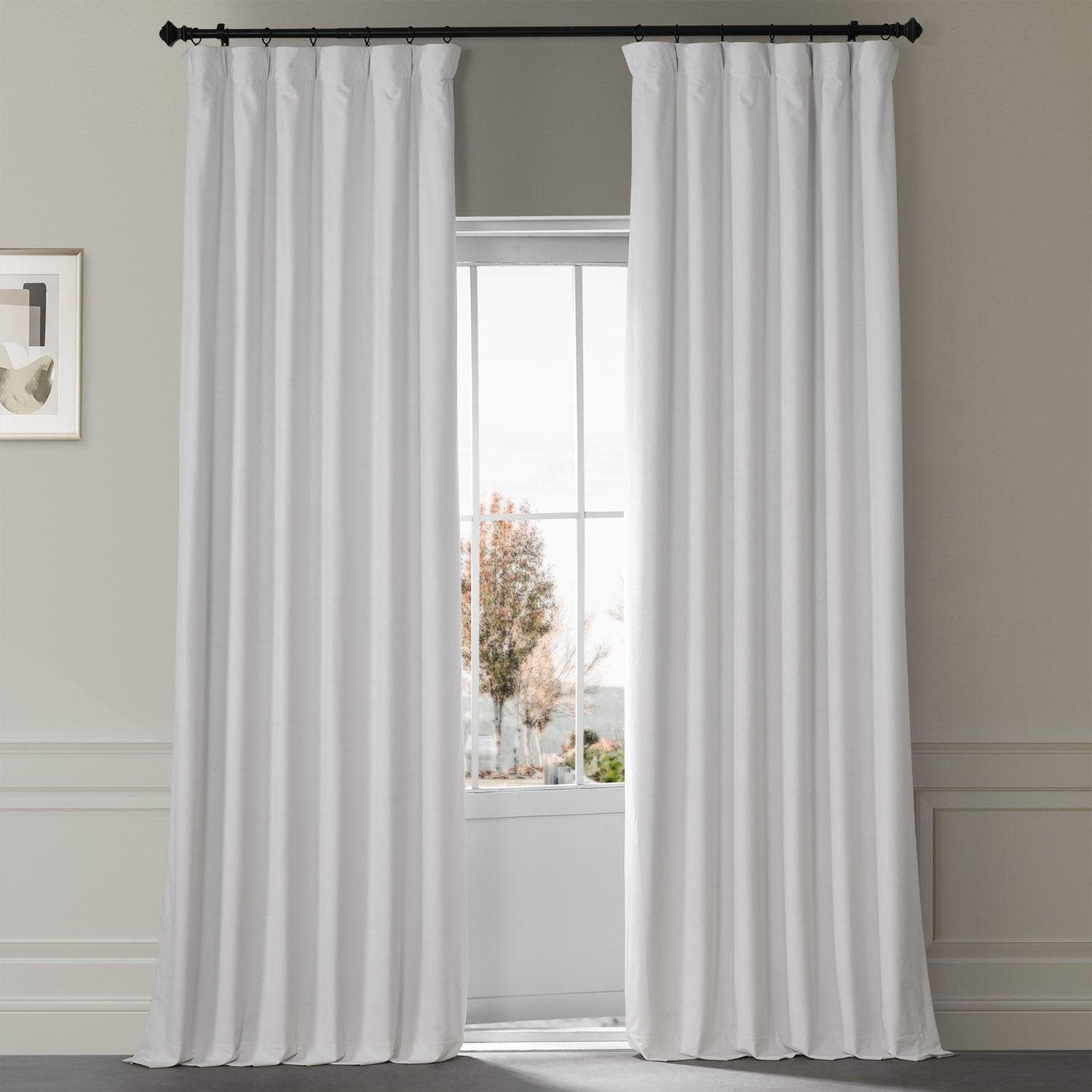 Luxury Misty White Signature Plush Velvet Blackout Curtains for Bedroom & Hotel - Noise Reducing, Thermal Insulated, Room Darkening Drapes for Better Sleep
