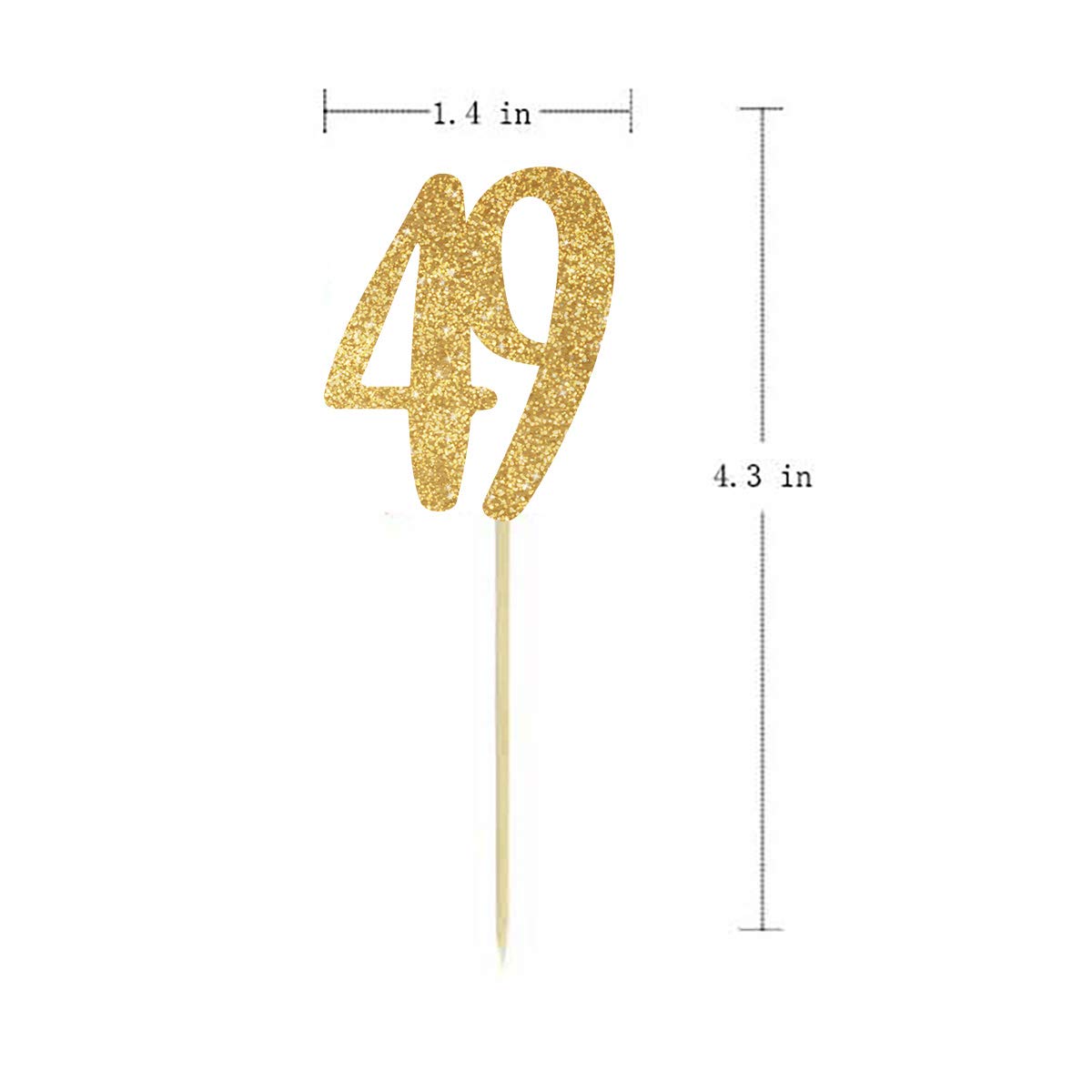 24-Pack Gold Glitter Number 49 Cupcake Toppers - Happy 49th Birthday Party Decorations for Anniversary Celebrations, Cake Decor, and Special Occasions