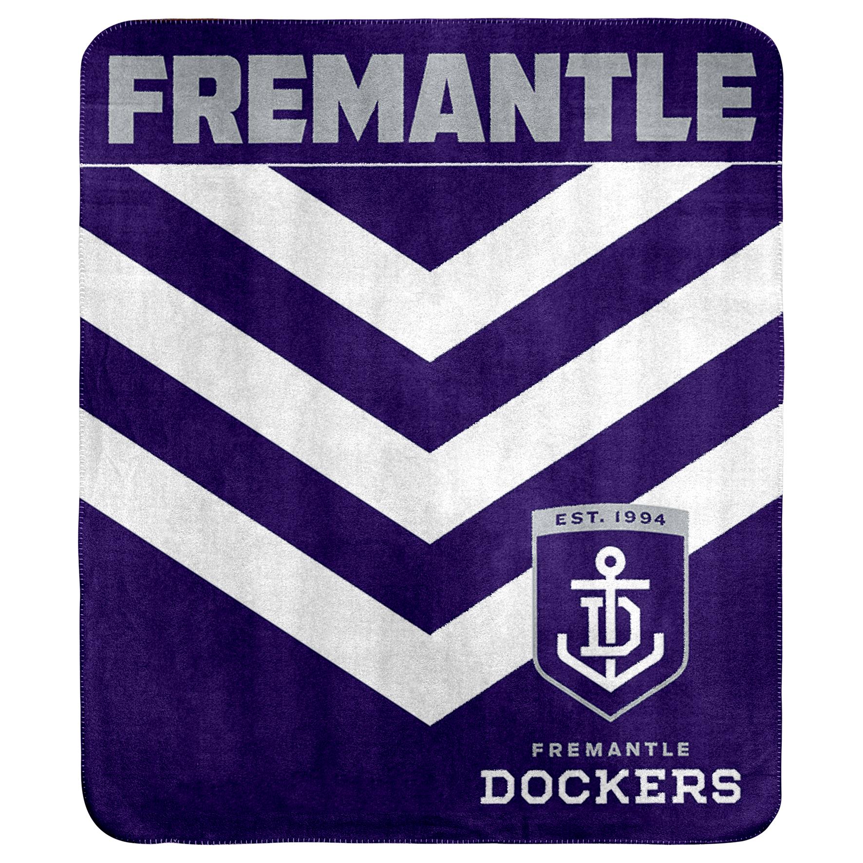 AFL Fremantle Dockers Polar Fleece Blanket - Soft Warm Cozy Throw Rug for Couch, Bed & Outdoor Use - Officially Licensed AFL Merchandise