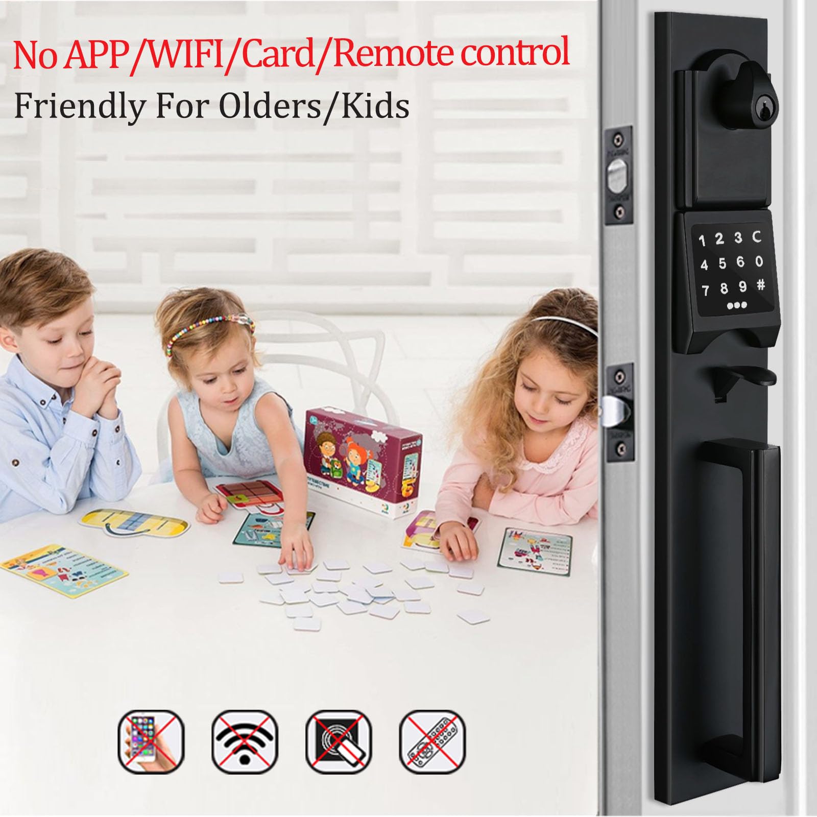 NEWBANG Smart Keypad Front Door Handleset for Double Doors - Electronic Deadbolt Lock with Dummy Set - Secure Keyless Entry for Homes & Offices