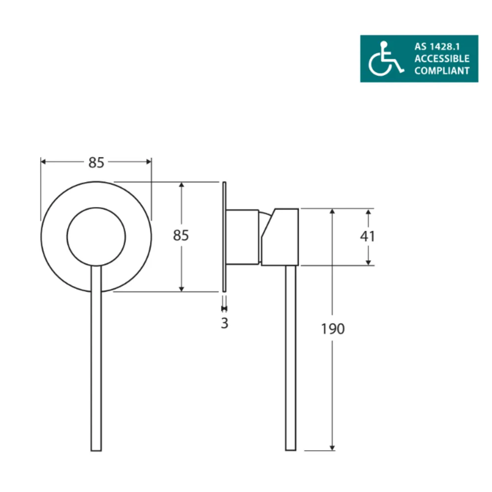 Fienza 213101D 2 Isabella Care Chrome Wall Mounted Basin Mixer with Round Plate - Modern Bathroom Faucet for Sink Vanity, Powder Room & Guest Bathroom