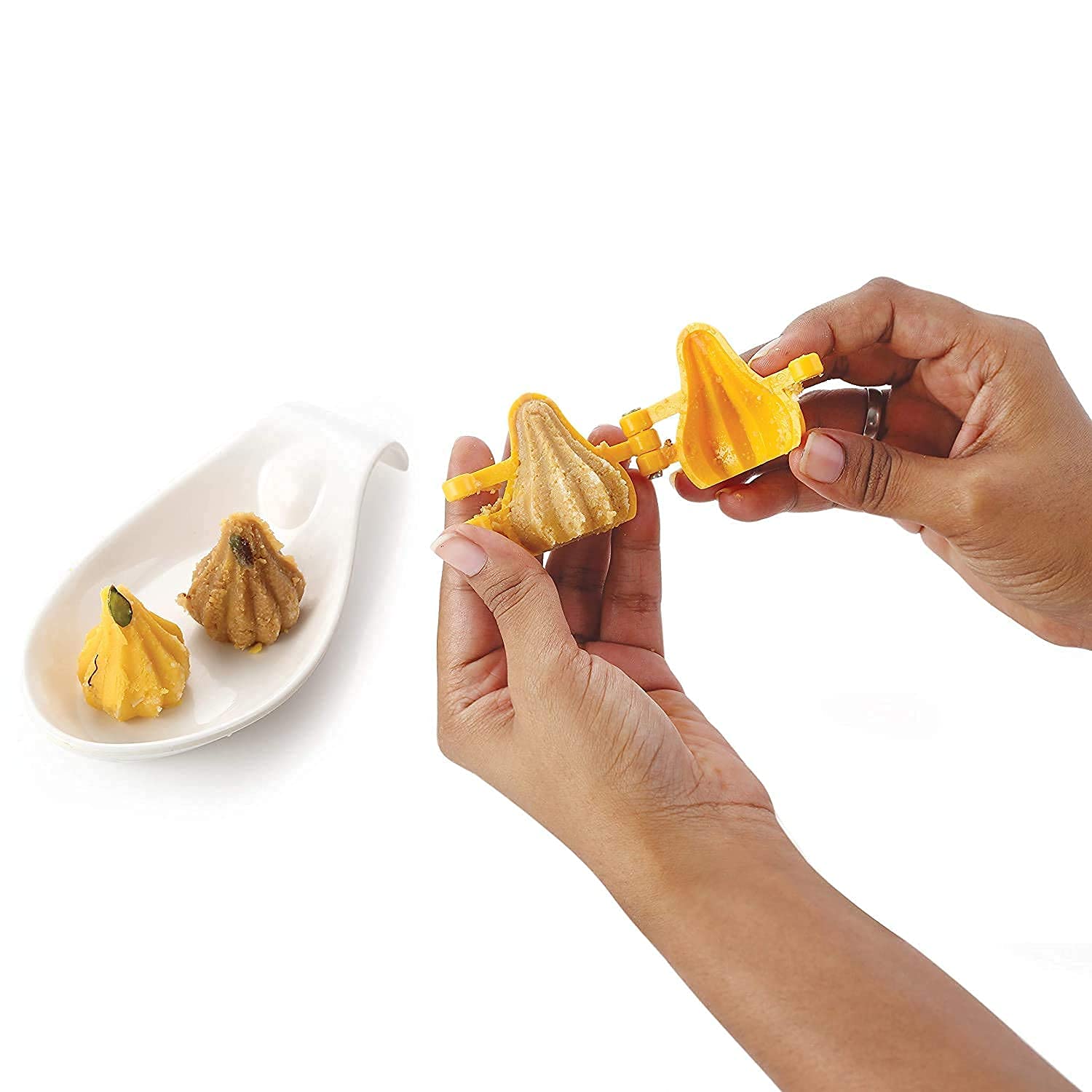 Plastic Ganpati Modak Mould Set of 2 - Traditional Indian Sweet Maker for Ganesh Chaturthi & Festive Cooking | Eco-Friendly Modak Sancha for Home Kitchen Use