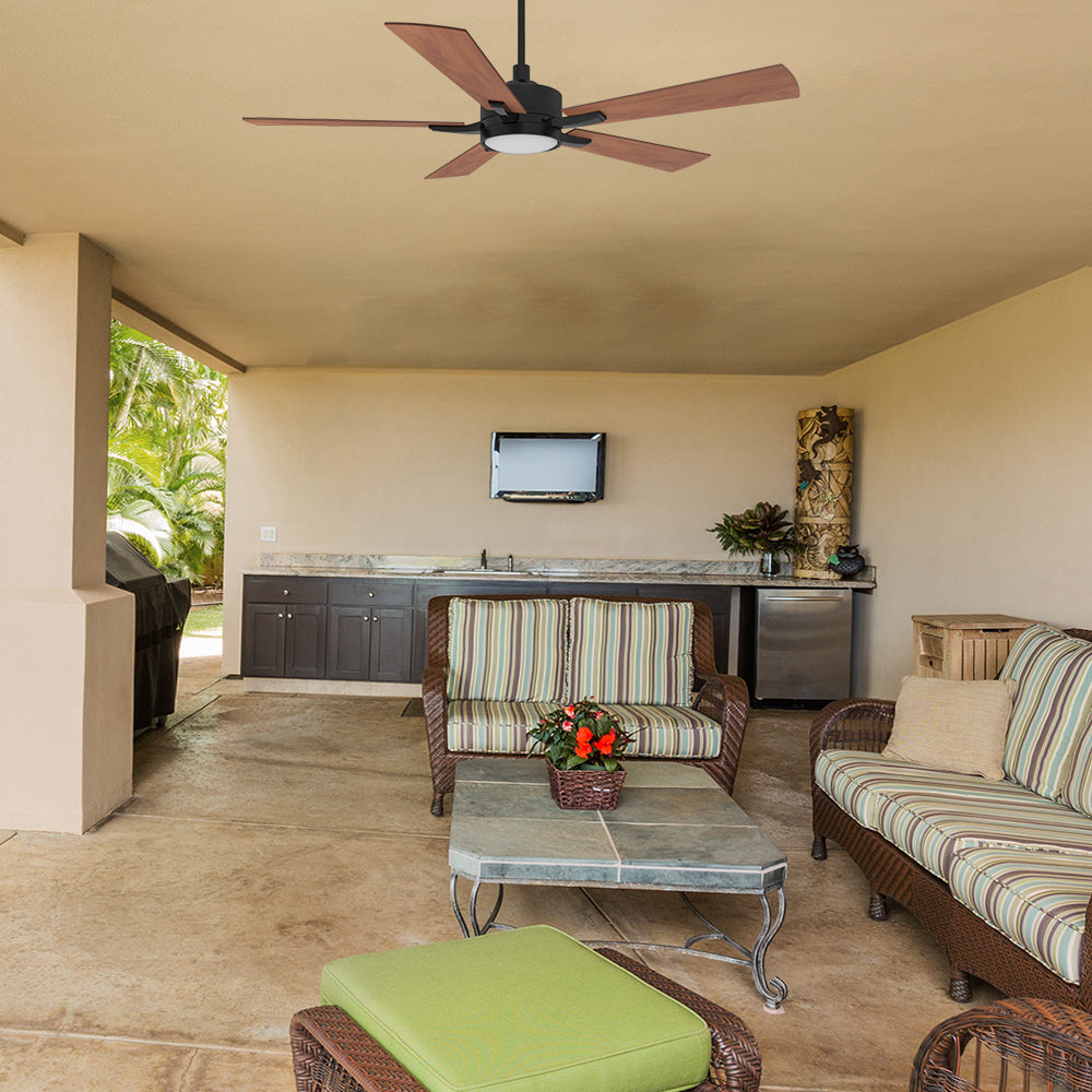 Apex 52 Inch Smart Ceiling Fan with LED Light and Remote Control - Indoor/Outdoor Use for Bedroom, Living Room, Patio & Office