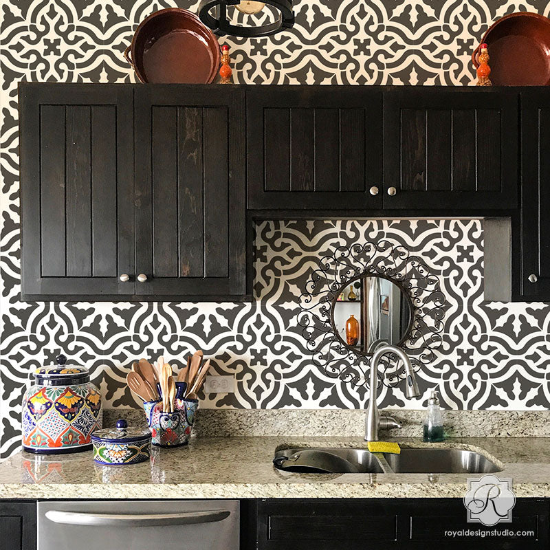 Toledo Tile Stencil Kit - Reusable DIY Ceramic & Mosaic Tile Painting Template for Home Decor, Bathroom, and Kitchen Backsplash Projects