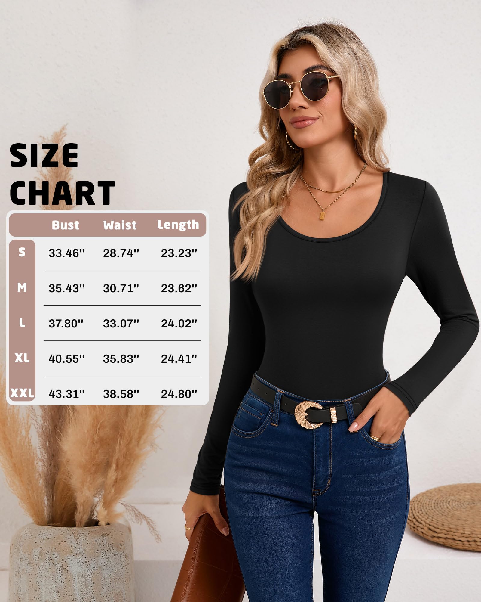 Riyiper 3 Pack Women's Long Sleeve T-Shirts - Round Neck Basic Casual Shirts for Layering Under Scrubs | Comfortable Everyday Wear for Work, Nursing & Casual Outfits