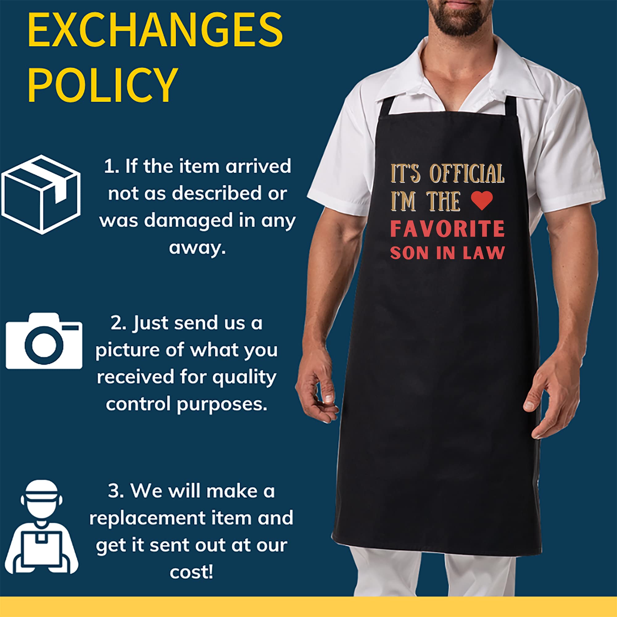 Premium Black Lawyer Apron for Men - Best Son-in-Law Gift, Cooking Apron for BBQ & Kitchen Decor - Ideal for Grilling, Baking & Home Chefs