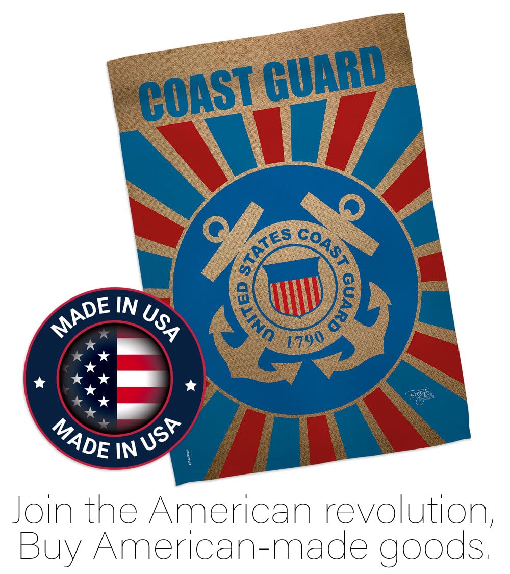 USCG Garden Flag Set with Stand - Double-Sided Military Yard Banner for Veterans