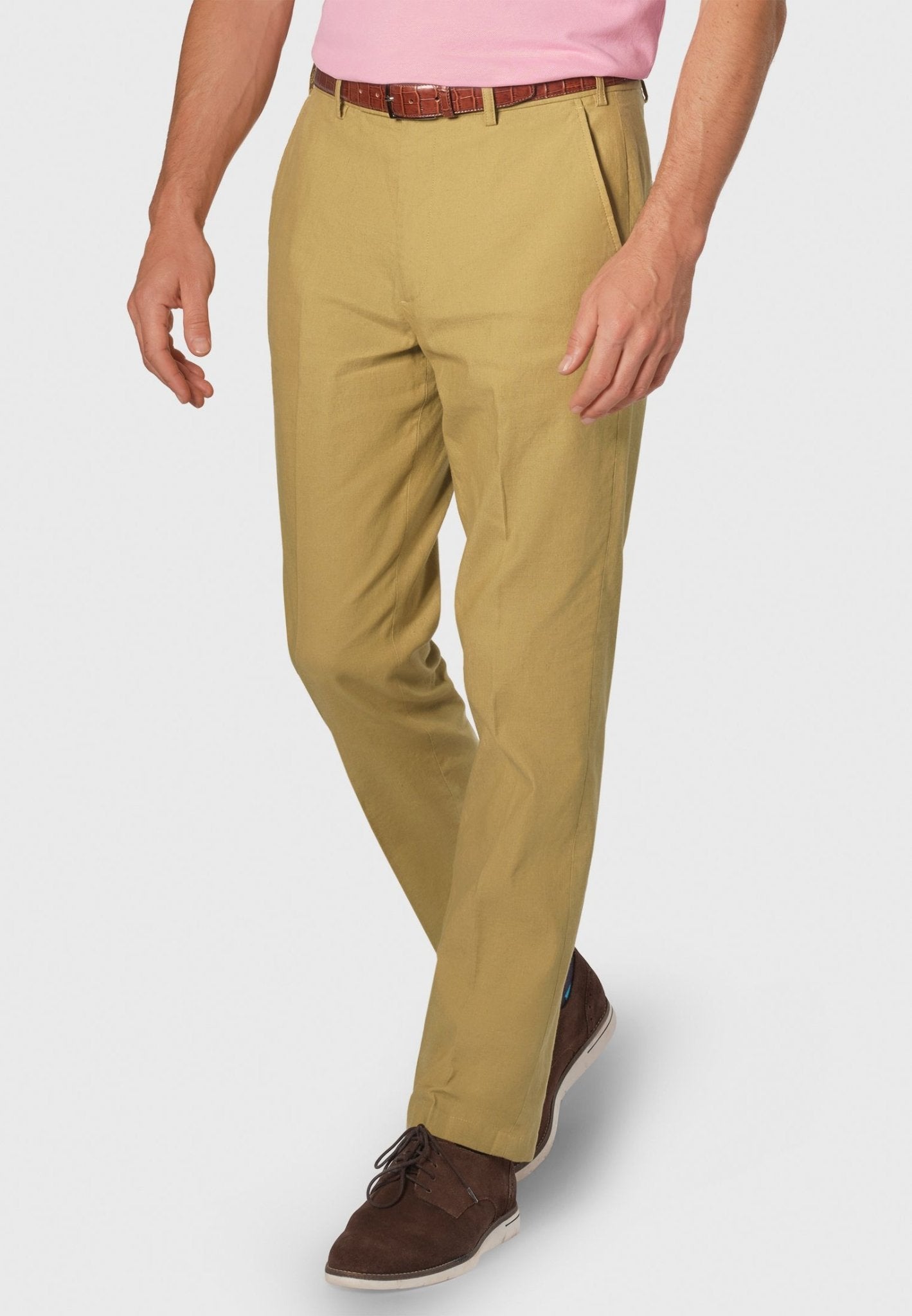 BROOK TAVERNER Women's Stretch Linen Pants in Sand - Comfortable Casual Trousers for Work, Travel & Summer Outfits