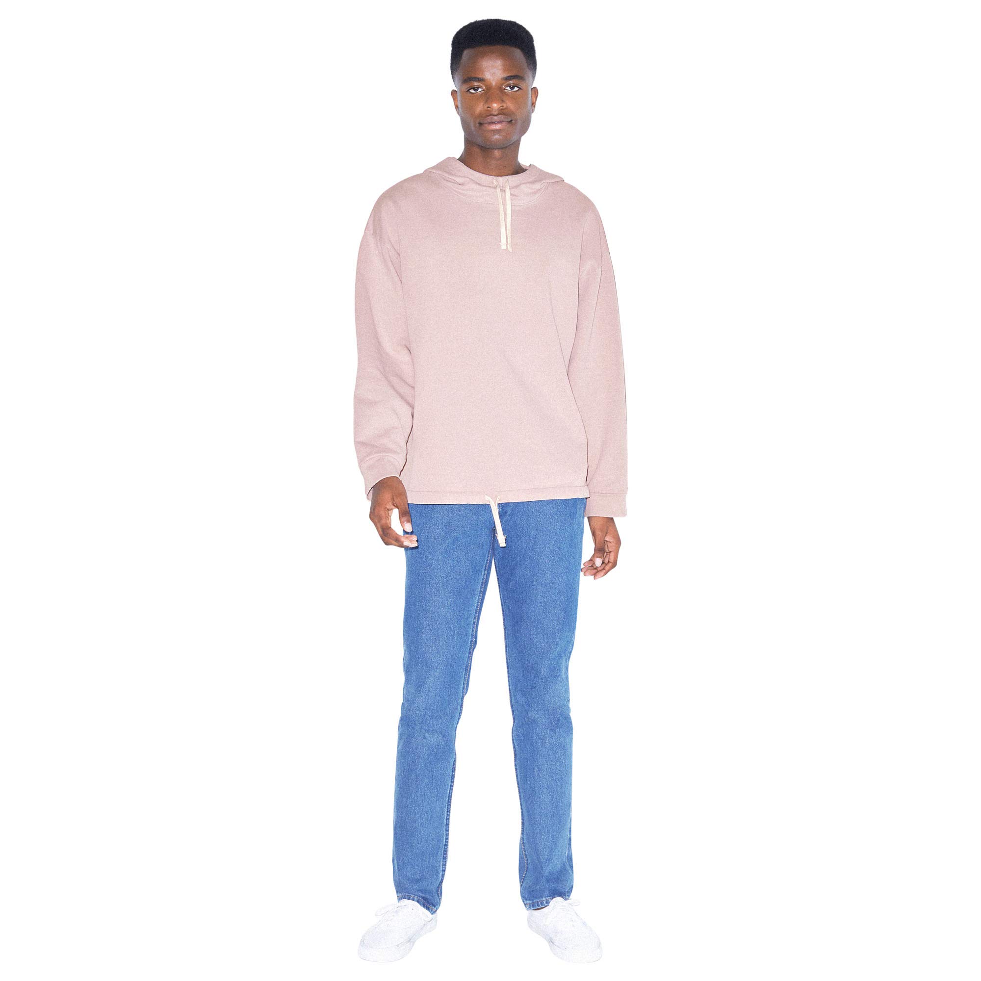 American Apparel Men's French Terry Long Sleeve Drawstring Hoodie - Soft Cotton Pullover for Casual Wear, Gym & Outdoor Activities
