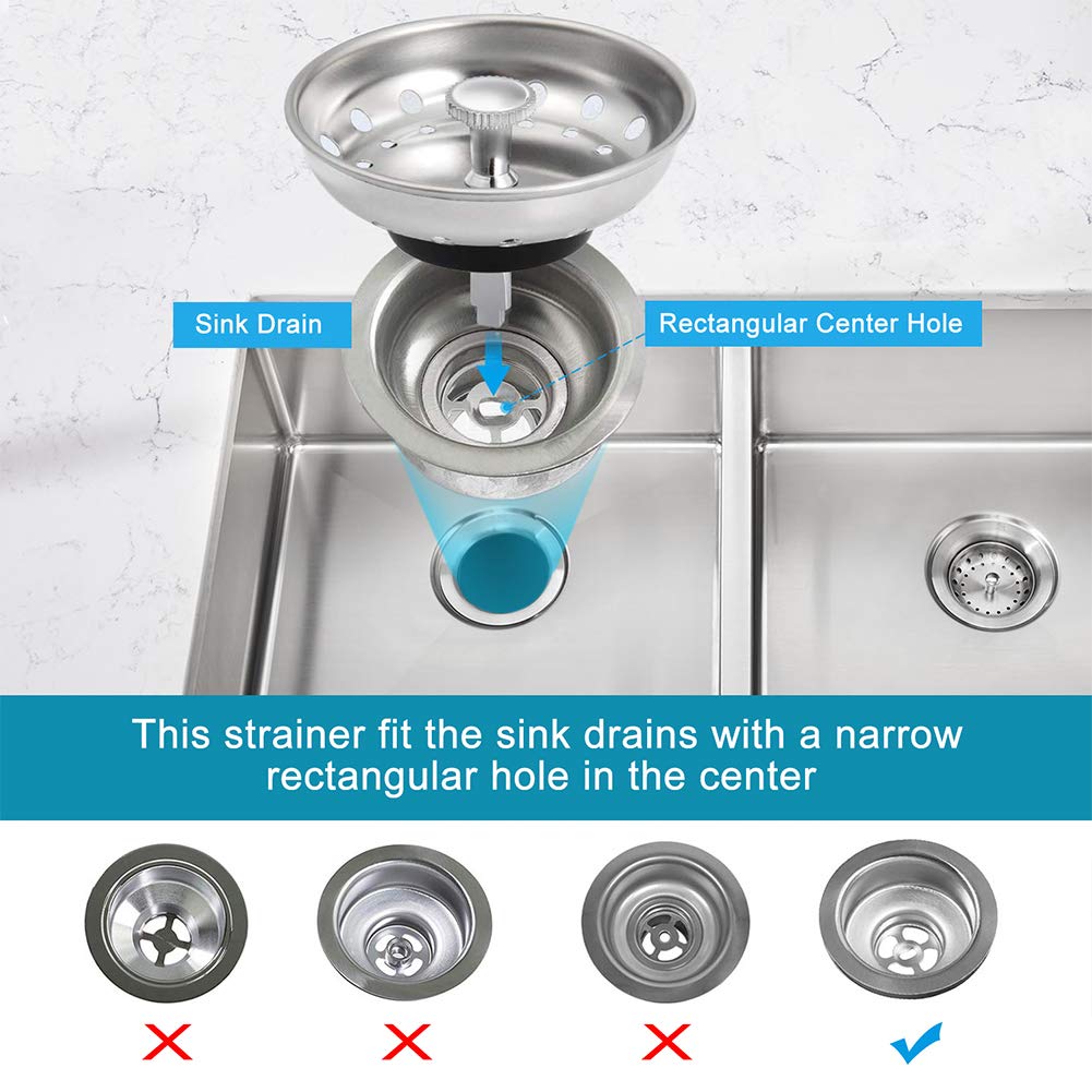 Stainless Steel Kitchen Sink Drain Strainer 6 Pack - Anti-Clogging Sink Stopper & Basket Replacement Set for Efficient Kitchen Cleaning