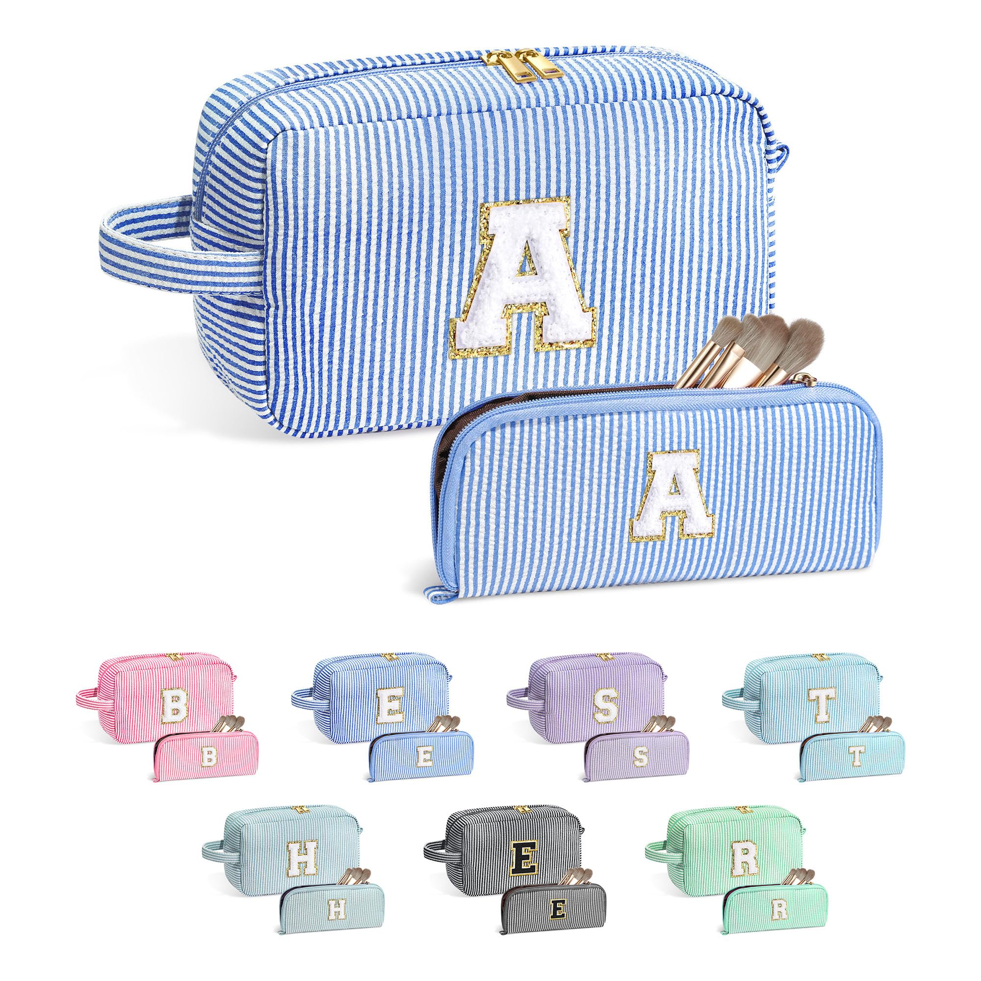 YOOLIFE Personalized Initial Makeup Bag - Easter Gifts for Women, Teens & Kids | Birthday Present for Mom, Sister, Friend & Daughter | Perfect for Travel, School & Cosmetic Storage