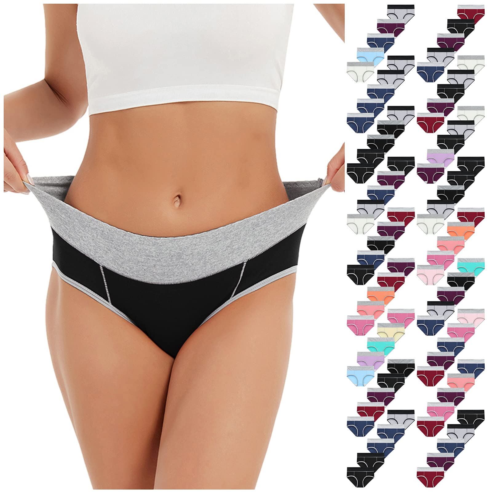 Aniywn 5-Pack Women's Cotton Stretch Underwear - High Waisted Briefs, Soft Full Coverage Panties for Women - Comfortable Everyday Wear for Work, Yoga & Sleep