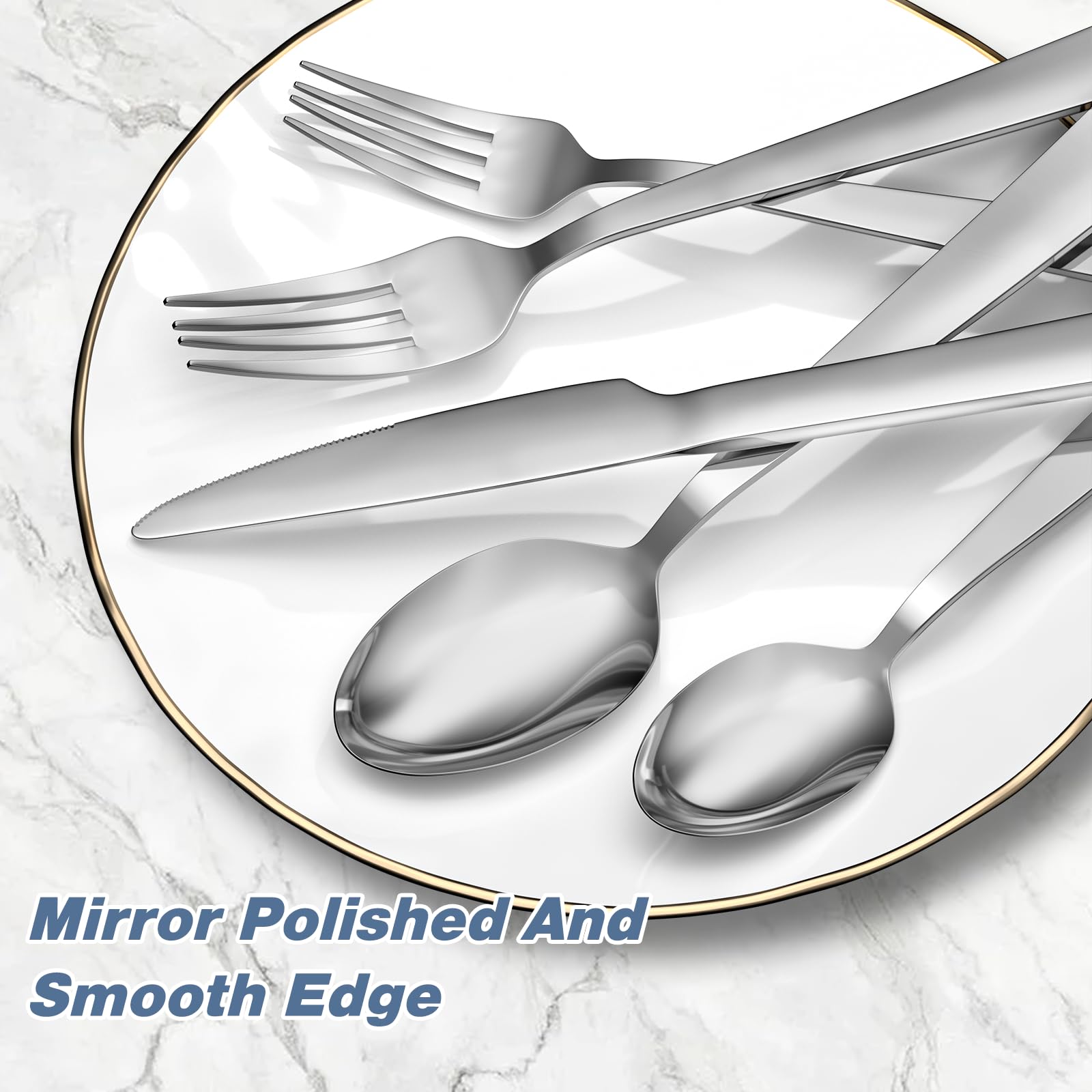 40-Piece Stainless Steel Silverware Set for 8 - Mirror Polished Flatware Cutlery Set with Spoons, Forks & Knives - Dishwasher Safe for Home, Kitchen, Restaurant & Hotel - Perfect for Dinner Parties, Catering & Everyday Dining