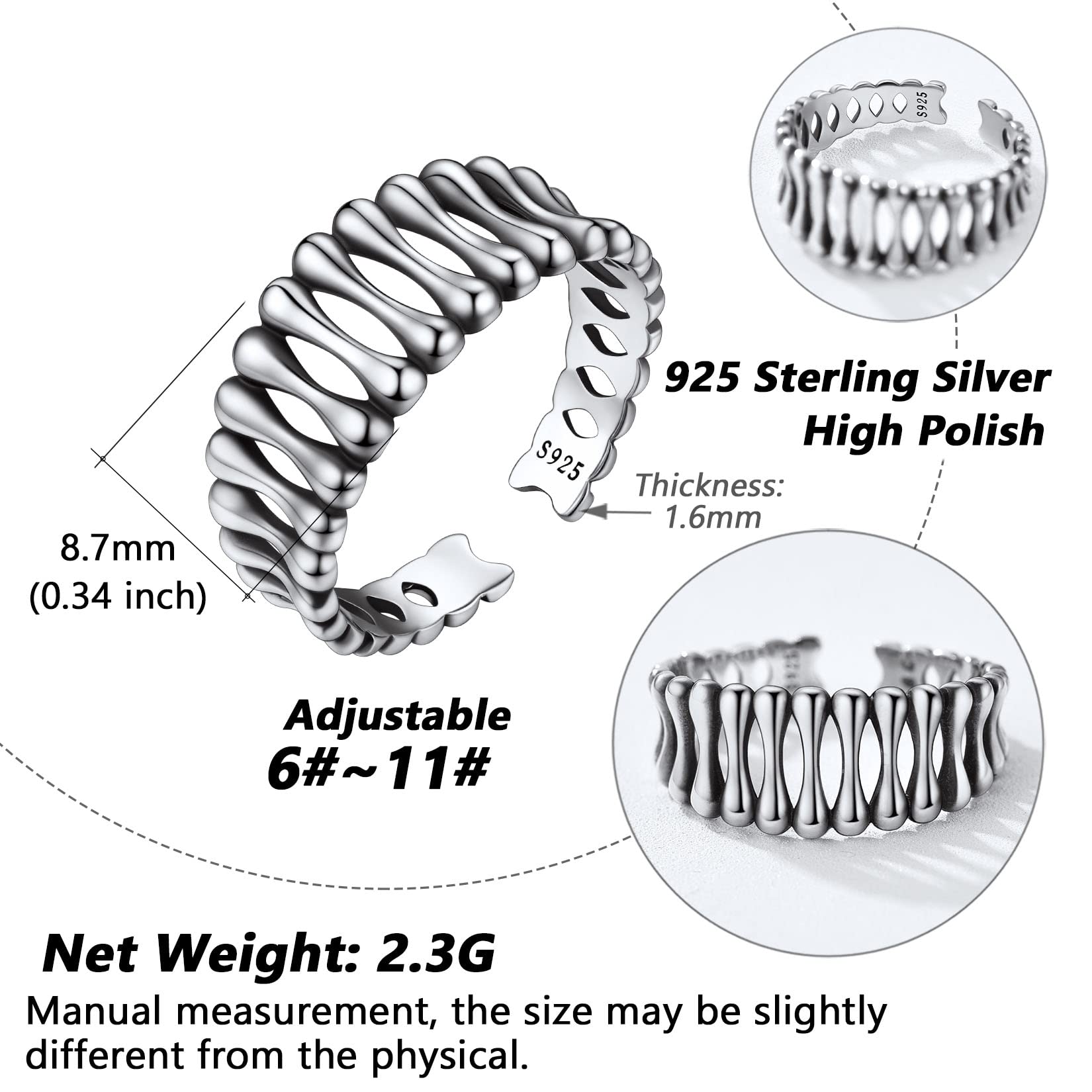 Silvora Sterling Silver Stacking Open Rings for Women & Teens - Elegant Jewelry Gift Set with Delicate Packaging | Perfect for Everyday Wear, Layering & Special Occasions