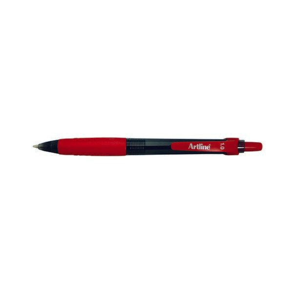 Artline 8410 Retractable Grip Medium Ballpoint Pens - 12 Pack (Red) - Smooth Writing for Office, School & Home Use