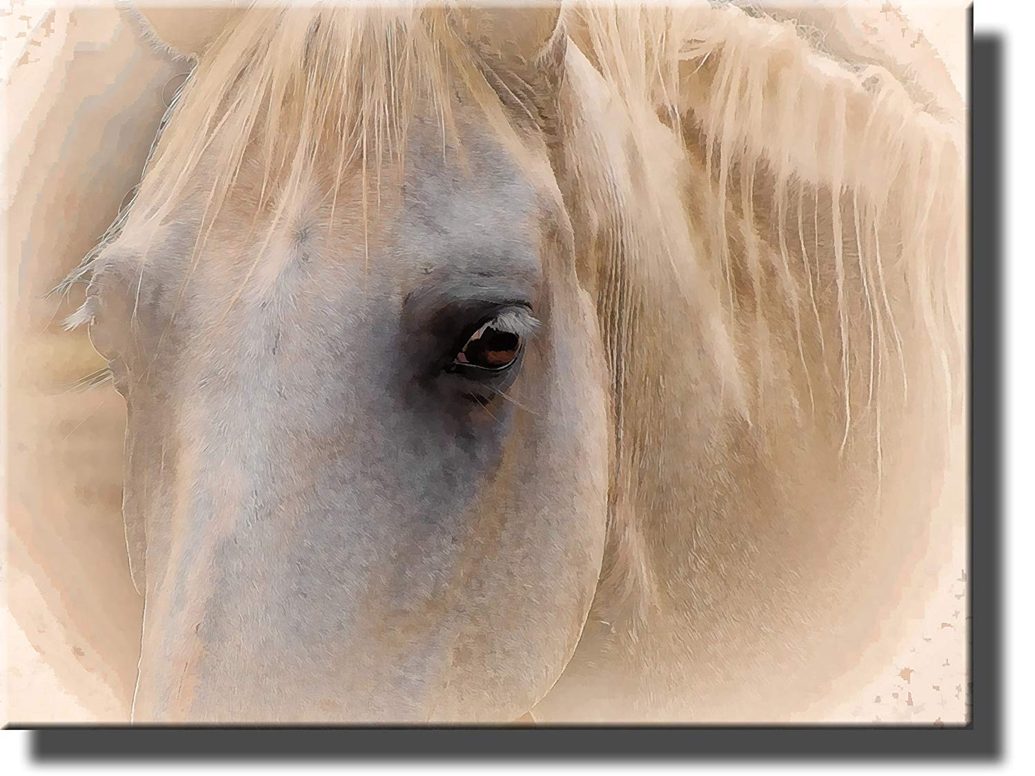 Stunning White Horse Wall Art - Stretched Canvas Painting Ready to Hang | Elegant Home & Office Decor | Perfect for Living Room, Bedroom or Gift