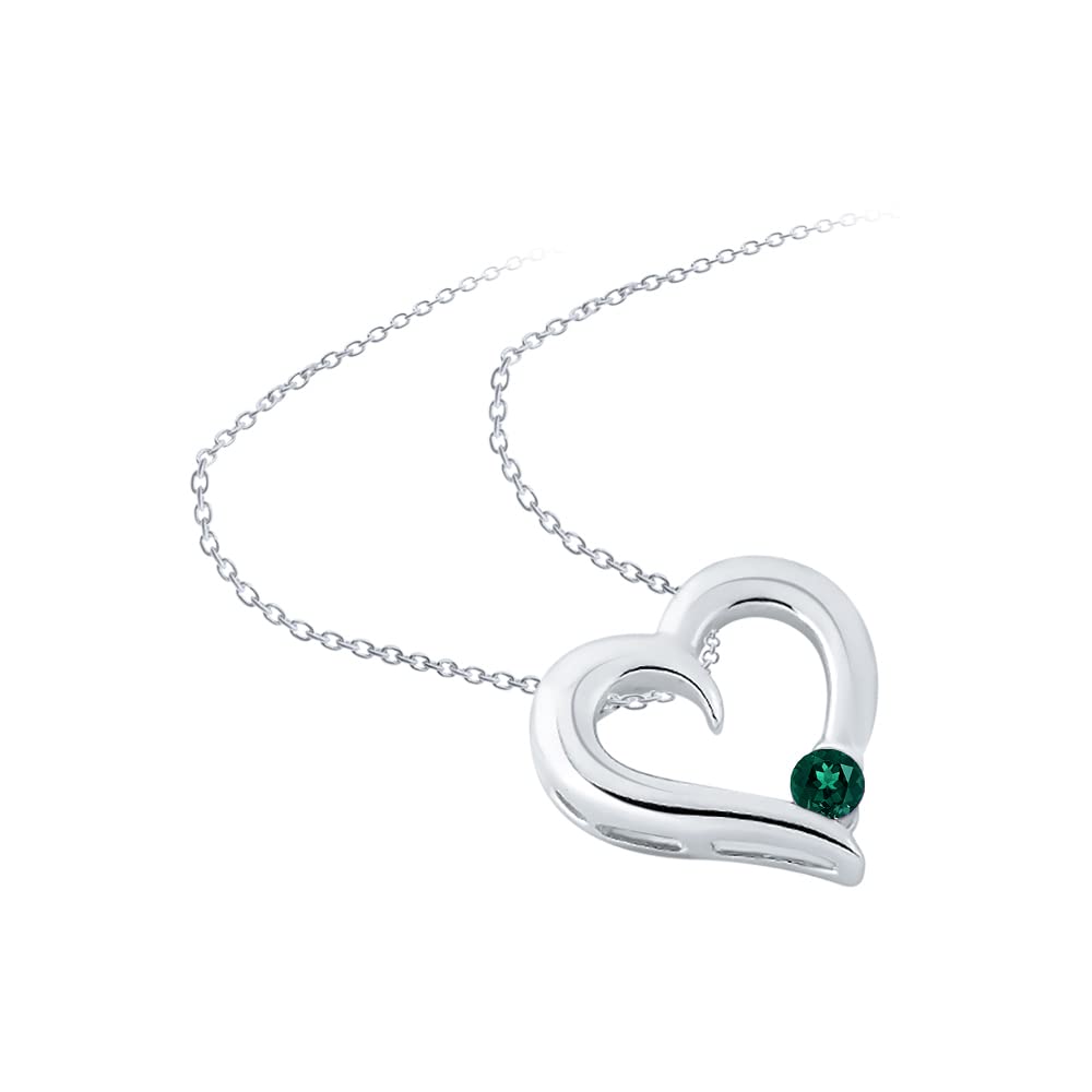 KATARINA Sterling Silver Gemstone Heart Necklace (1/6 cttw) - Perfect Gift for Valentine's Day, Anniversary & Romantic Occasions