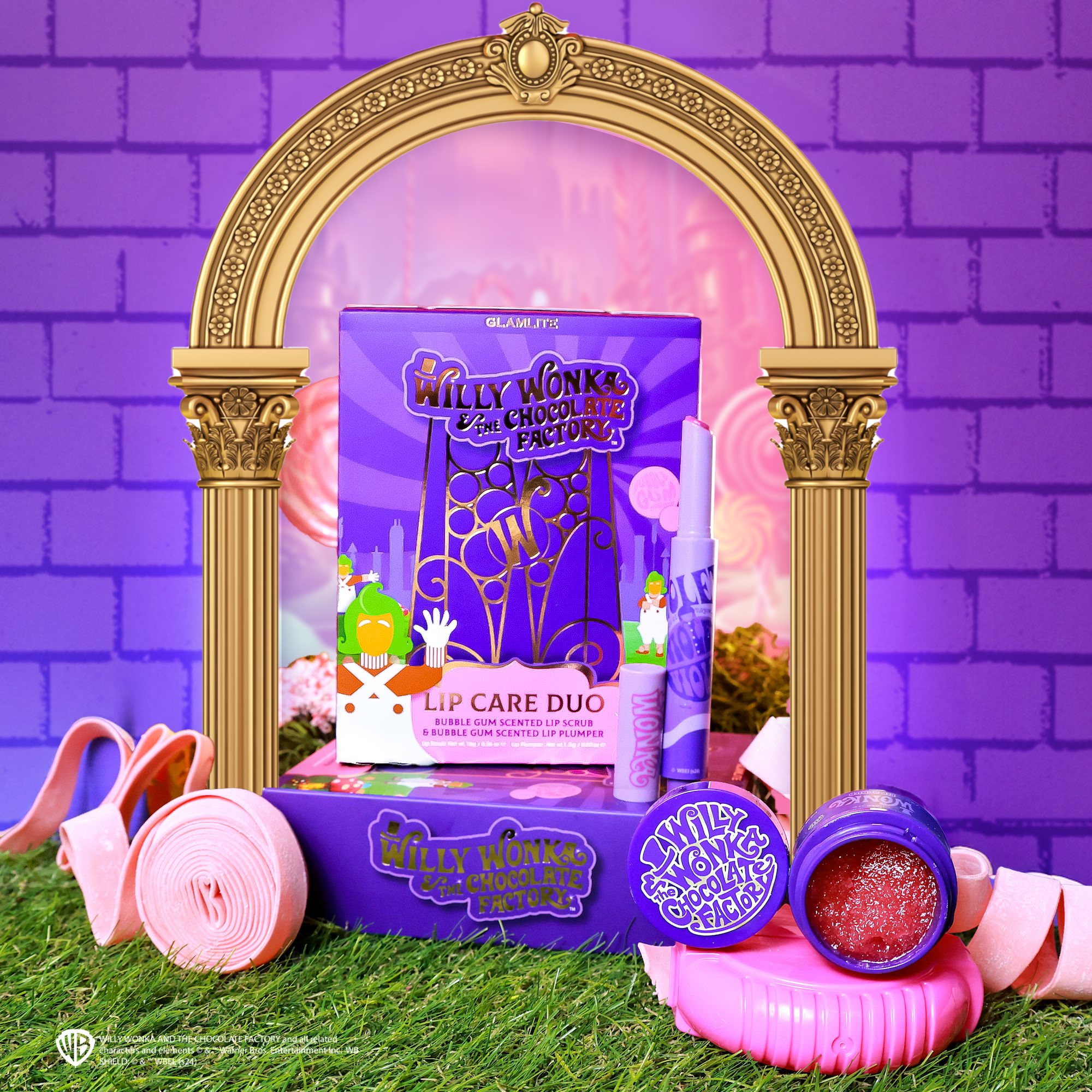 Wonka x Glamlite Lip Care Duo - Hydrating Lip Balm & Gloss Set for Soft, Plump Lips | Perfect for Daily Moisture & Nighttime Lip Care