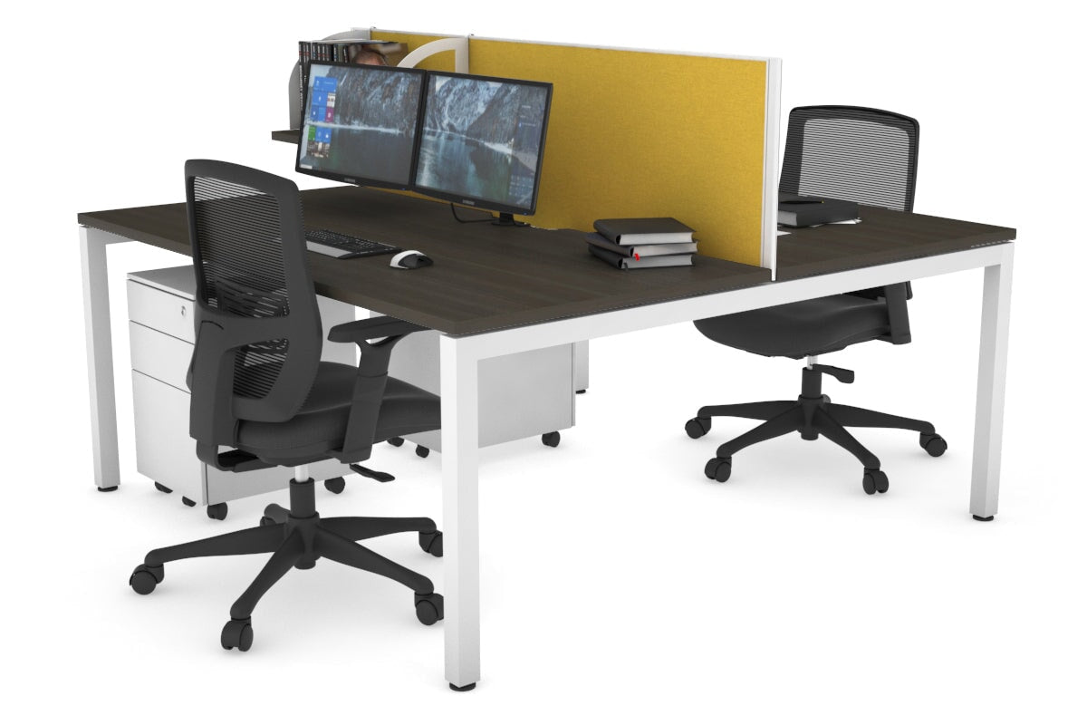 Quadro Square Legs 2 Person Office Workstation Desk - 1200L x 800W with Cable Management Scallop - Perfect for Shared Workspaces & Home Offices