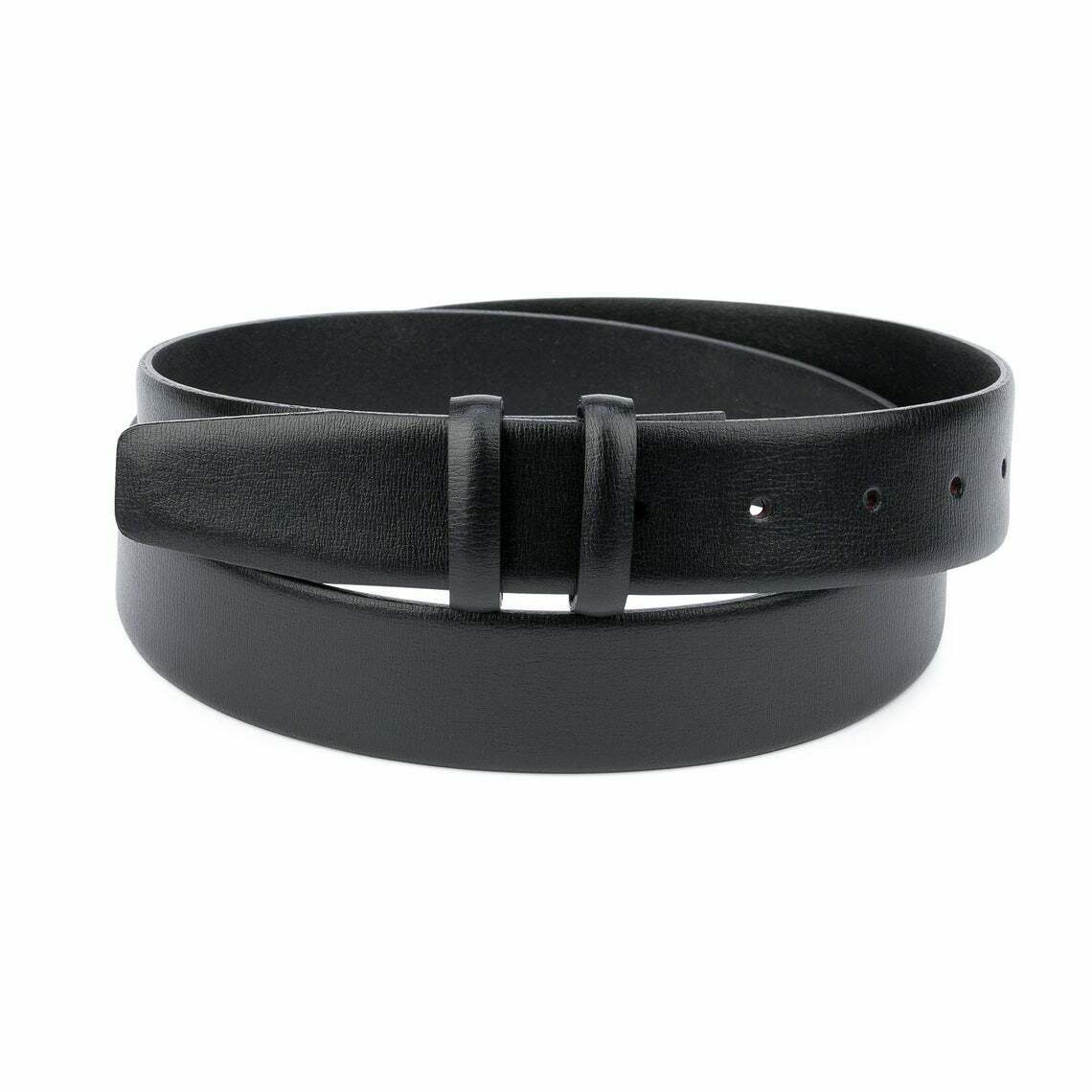 35mm Black Leather Belt Without Buckle - Men's Replacement Belt Strap - Smooth & Durable - Perfect for Casual Wear, Office & Formal Occasions