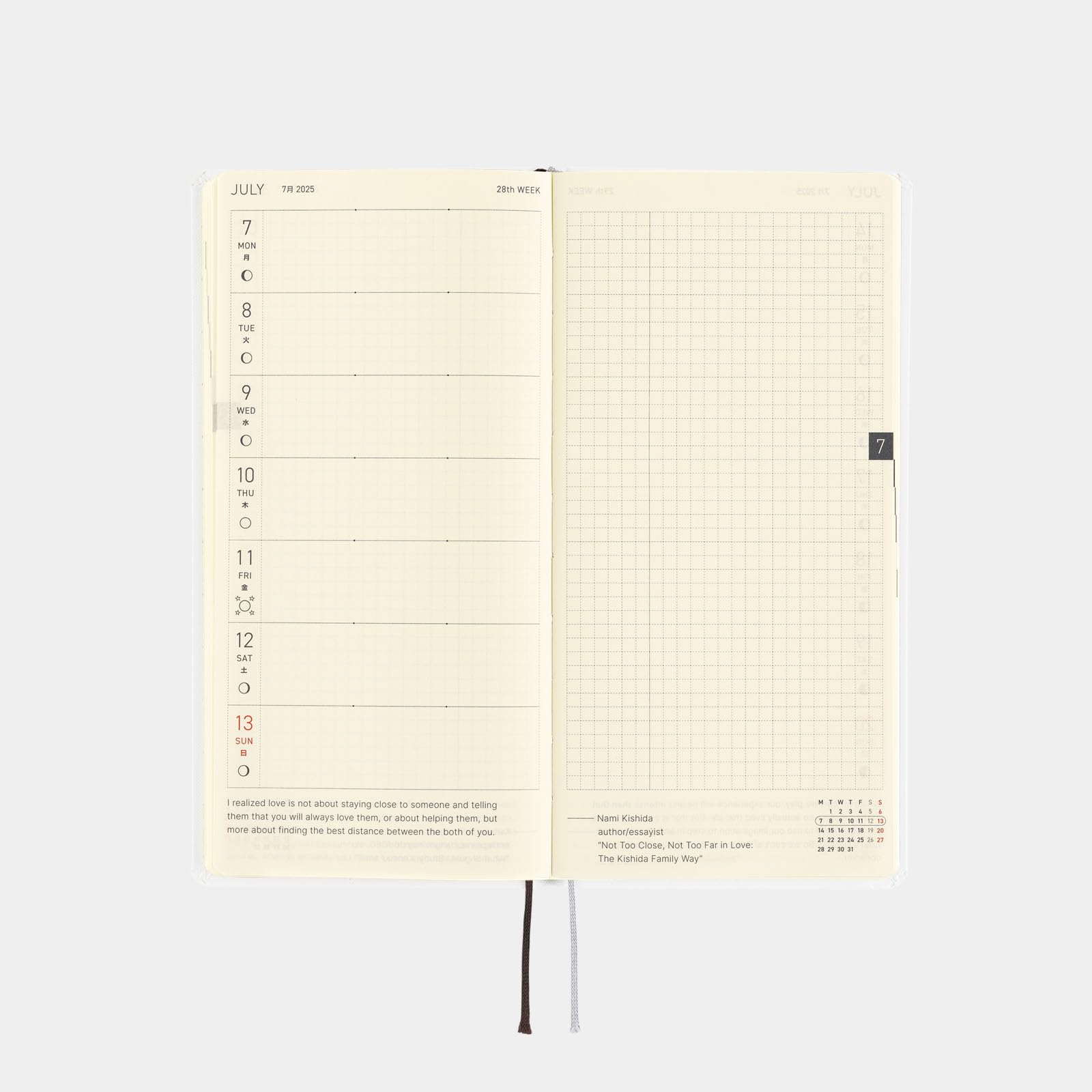 Hobonichi Techo 2025 Weekly Planner - English Version, Tall & Slim Size, January Start Date, Masamune Kusano x junaida 