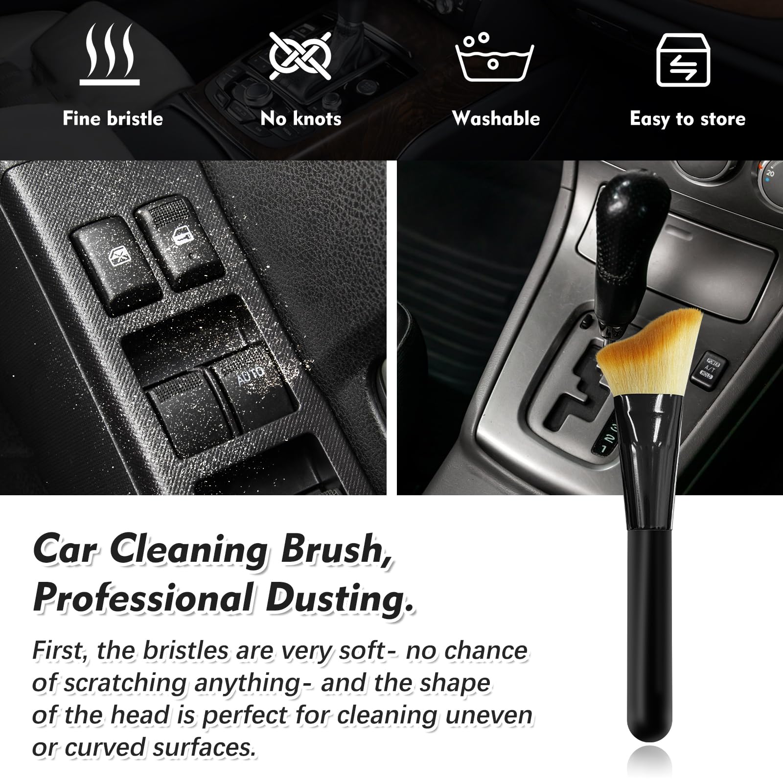 Premium Car Detailing Brush - Ultra Soft Bristles for Gentle Automotive Interior Cleaning | Essential Car Care Accessories for Dashboard, Vents & Hard-to-Reach Areas | Perfect for Car Detailing, Home & Office Use