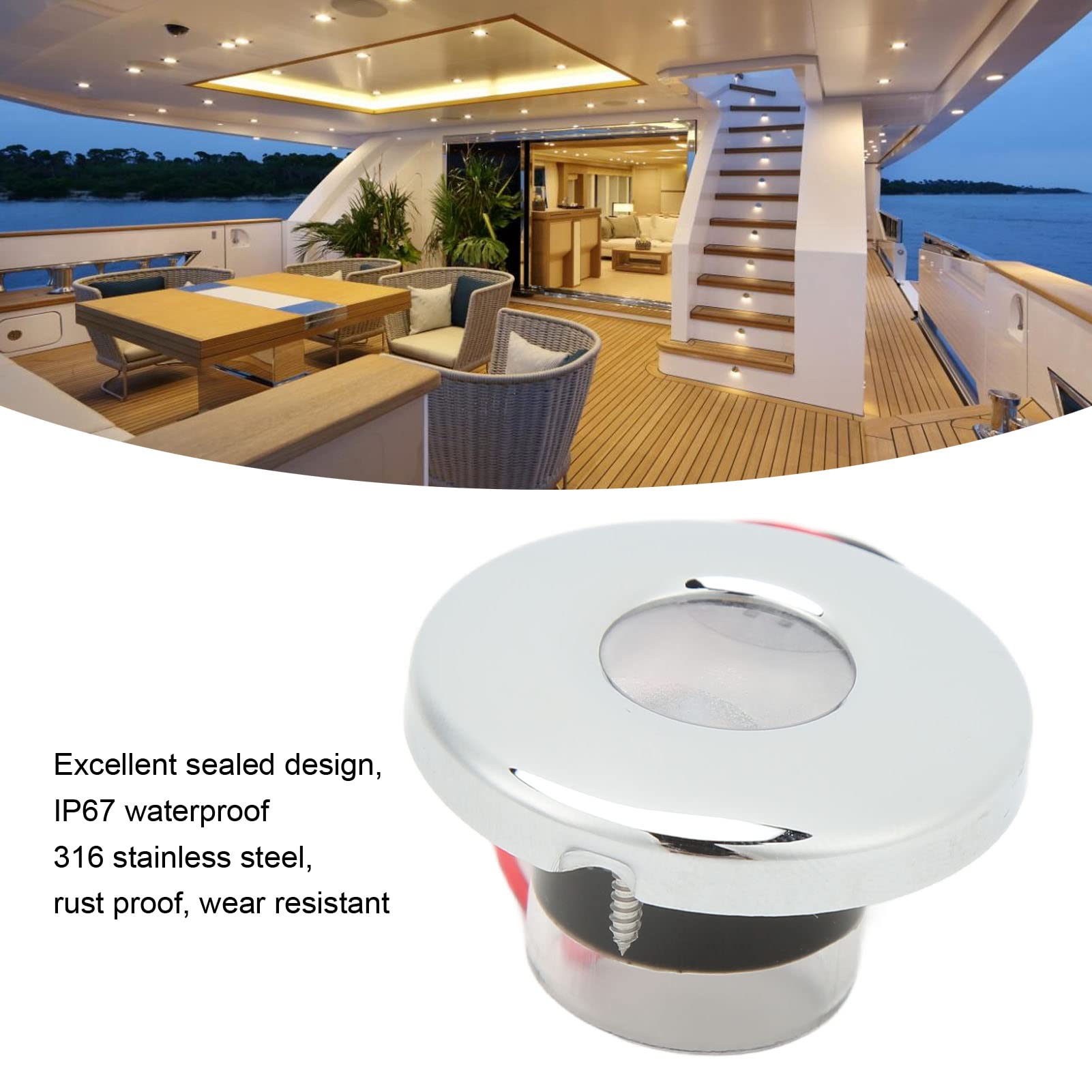 12V LED Ceiling Lights for RV, Boat & Home - 39mm Waterproof IP67 Aisle Light, Warm White 3000K, 100LM - Perfect for Interior Lighting in Campers, Trailers & Marine Use