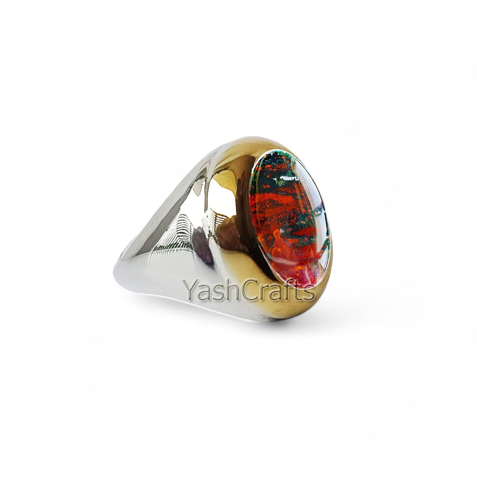Natural Oval Cab Bloodstone 925 Sterling Silver Ring for Men - Handmade Gemstone Jewelry, Unique Gift for Him - Perfect for Weddings, Anniversaries & Special Occasions