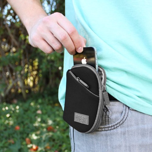 USA Gear Portable Charger Case - Soft Neoprene Power Bank Holder with Belt Loop & Wrist Strap - Compatible with INIU, Anker PowerCore, Apple MagSafe - Perfect for Travel, Hiking, and Outdoor Activities